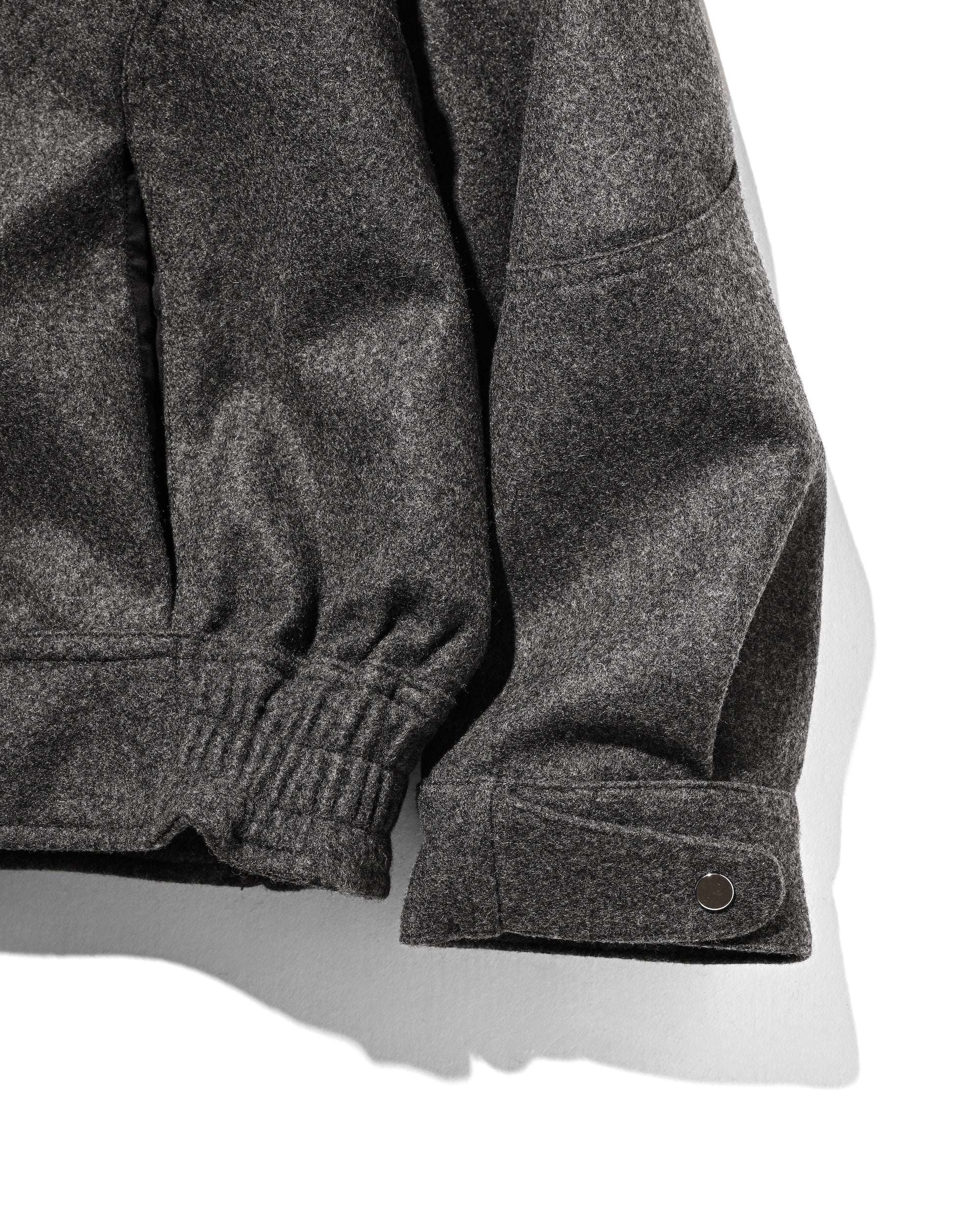 【12.6 SAT 20:00- IN STOCK】LEATHER COLLAR WOOL MELTON FUTURE JACKET (GRAY)