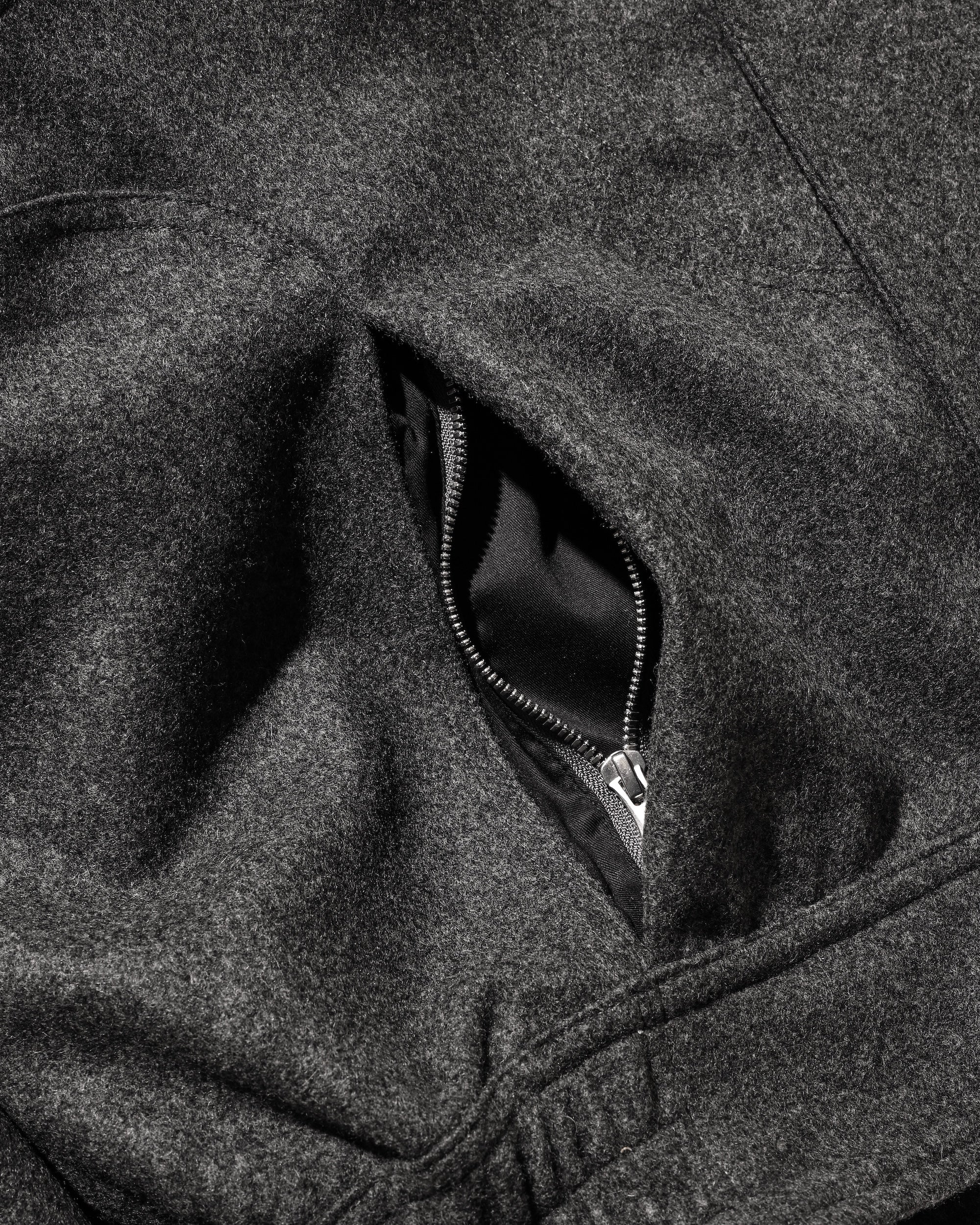 【12.6 SAT 20:00- IN STOCK】LEATHER COLLAR WOOL MELTON FUTURE JACKET (GRAY)