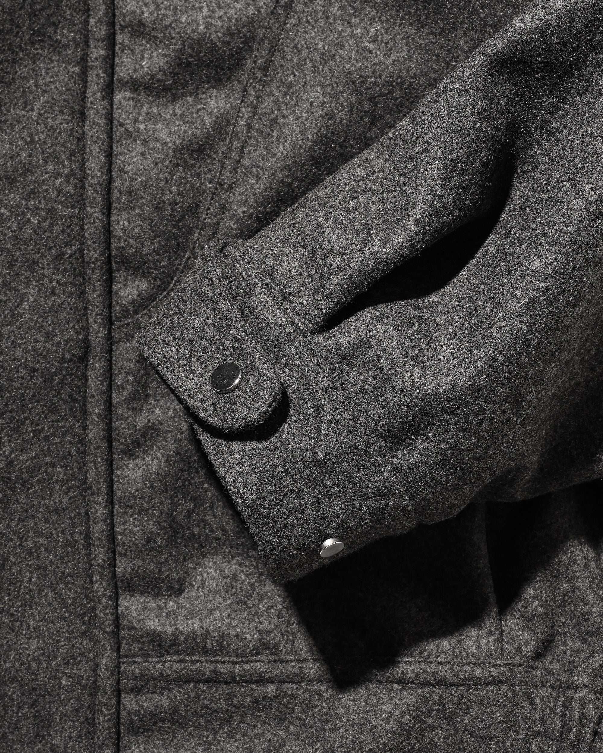 【12.6 SAT 20:00- IN STOCK】LEATHER COLLAR WOOL MELTON FUTURE JACKET (GRAY)