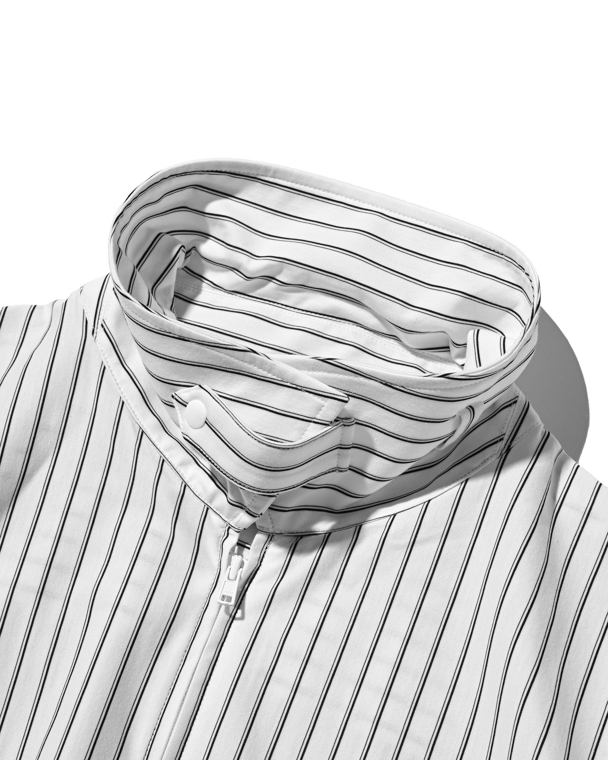 【6.27 SAT 20:00- IN STOCK】THICK/THIN STRIPE 46G KNIT EVERYDAY ZIP UP S/S SHIRT (WHITE STRIPE)