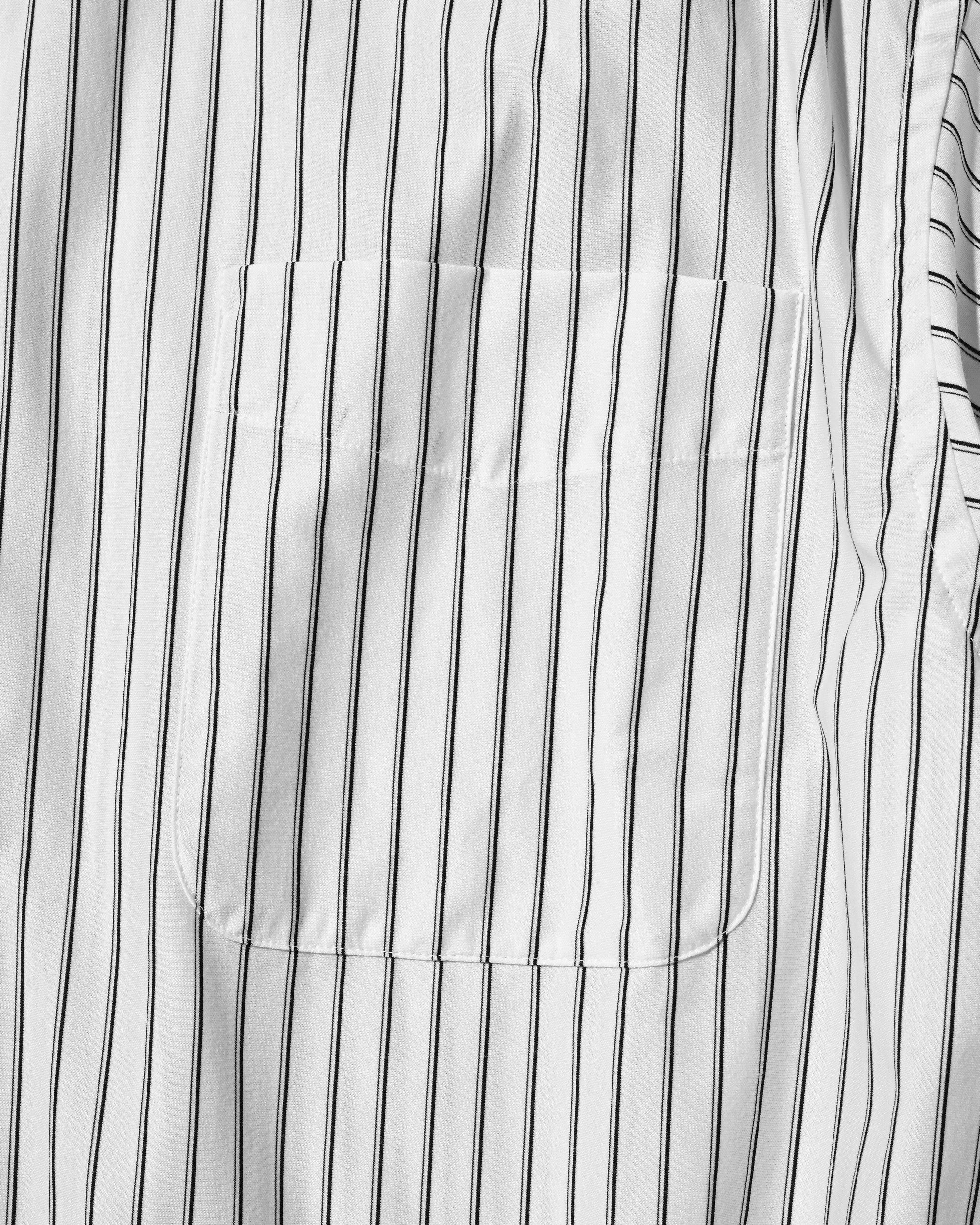 【6.27 SAT 20:00- IN STOCK】THICK/THIN STRIPE 46G KNIT EVERYDAY ZIP UP S/S SHIRT (WHITE STRIPE)
