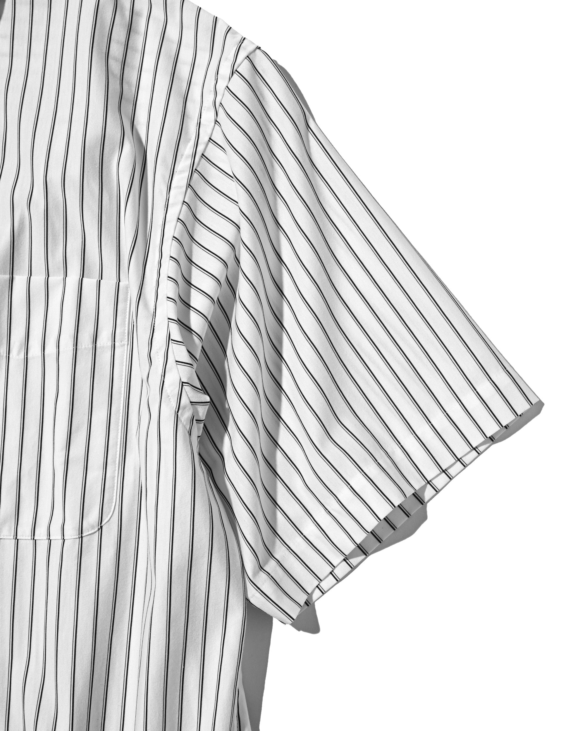 THICK/THIN STRIPE 46G KNIT EVERYDAY ZIP UP S/S SHIRT (WHITE STRIPE)