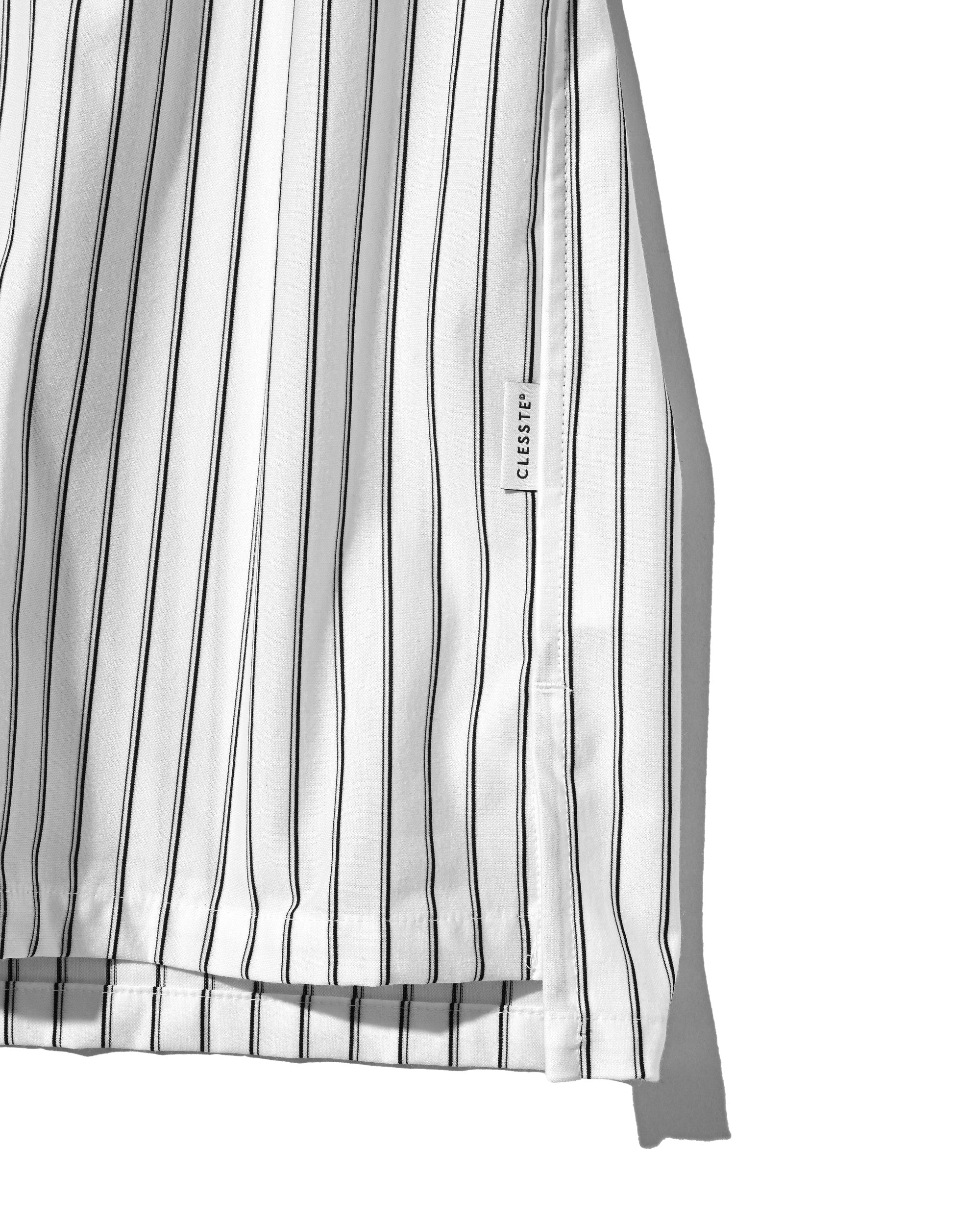 【6.27 SAT 20:00- IN STOCK】THICK/THIN STRIPE 46G KNIT EVERYDAY ZIP UP S/S SHIRT (WHITE STRIPE)
