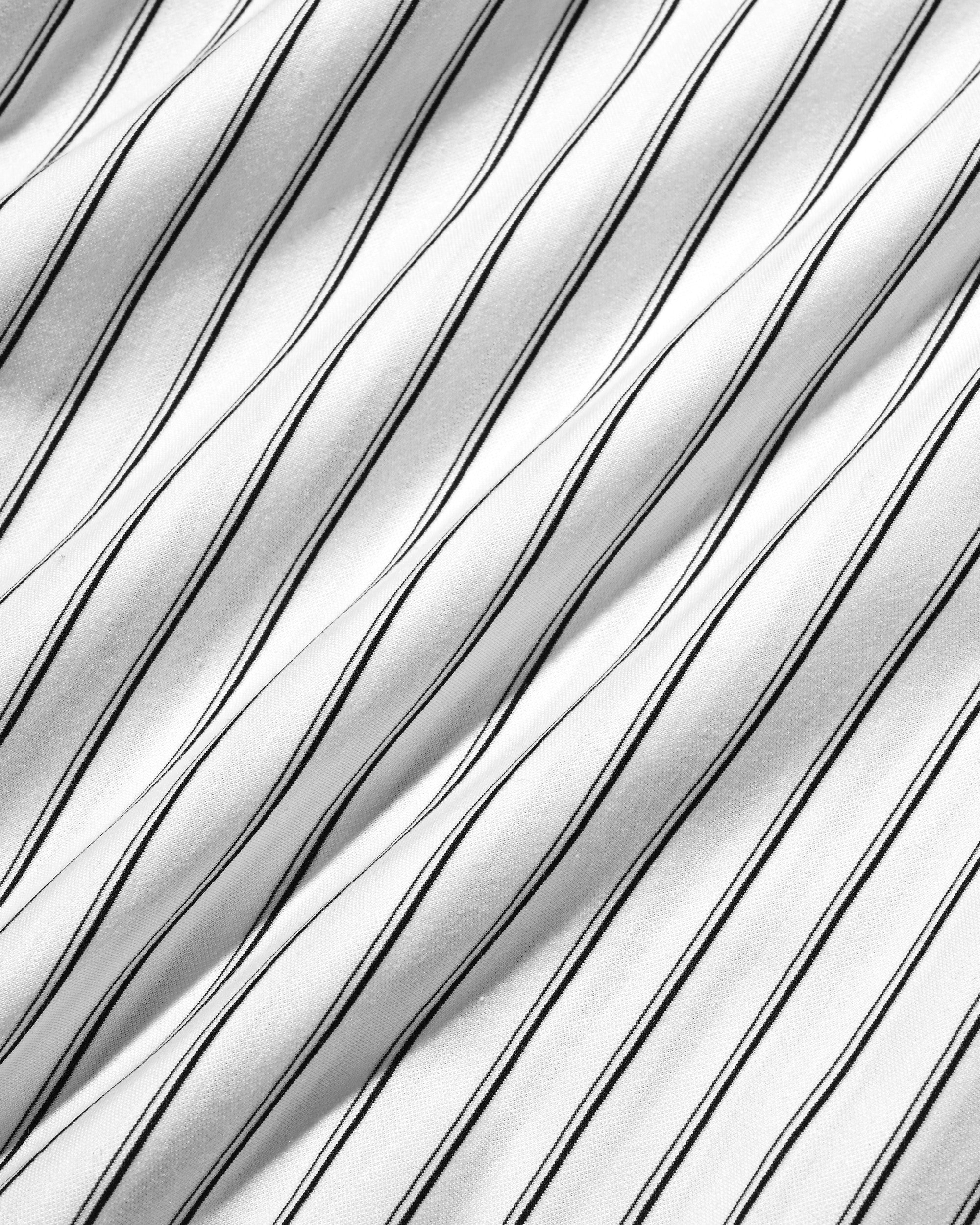 【6.27 SAT 20:00- IN STOCK】THICK/THIN STRIPE 46G KNIT EVERYDAY ZIP UP S/S SHIRT (WHITE STRIPE)