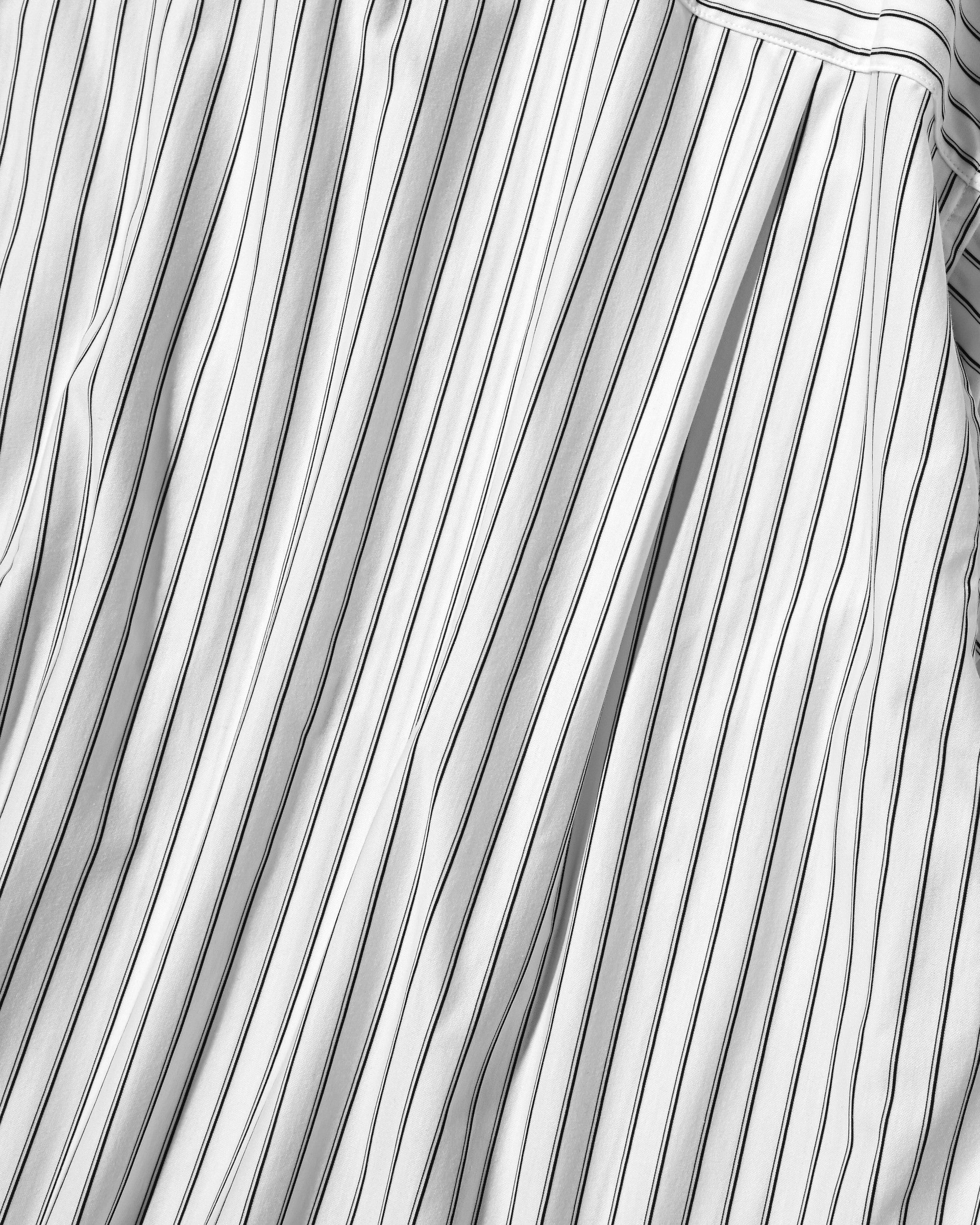 【6.27 SAT 20:00- IN STOCK】THICK/THIN STRIPE 46G KNIT EVERYDAY ZIP UP S/S SHIRT (WHITE STRIPE)