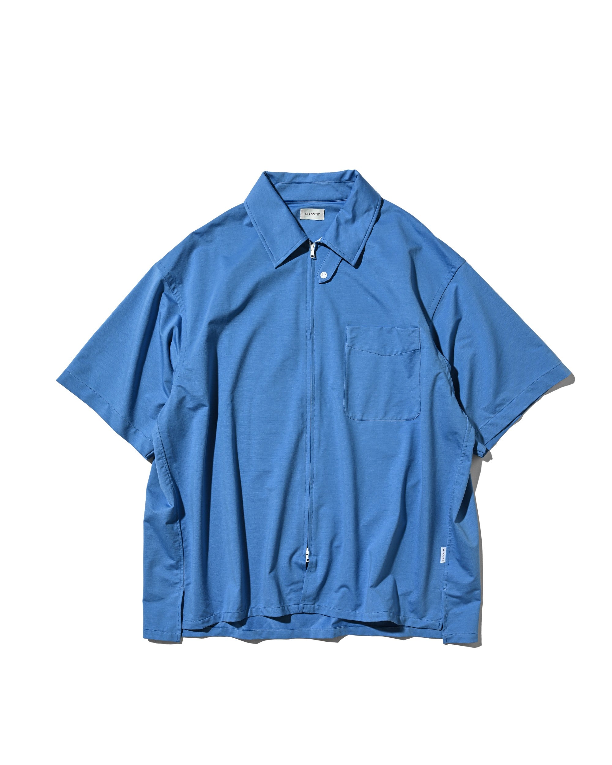 【6.27 SAT 20:00- IN STOCK】46G KNIT EVERYDAY ZIP UP S/S SHIRT (SAX BLUE)