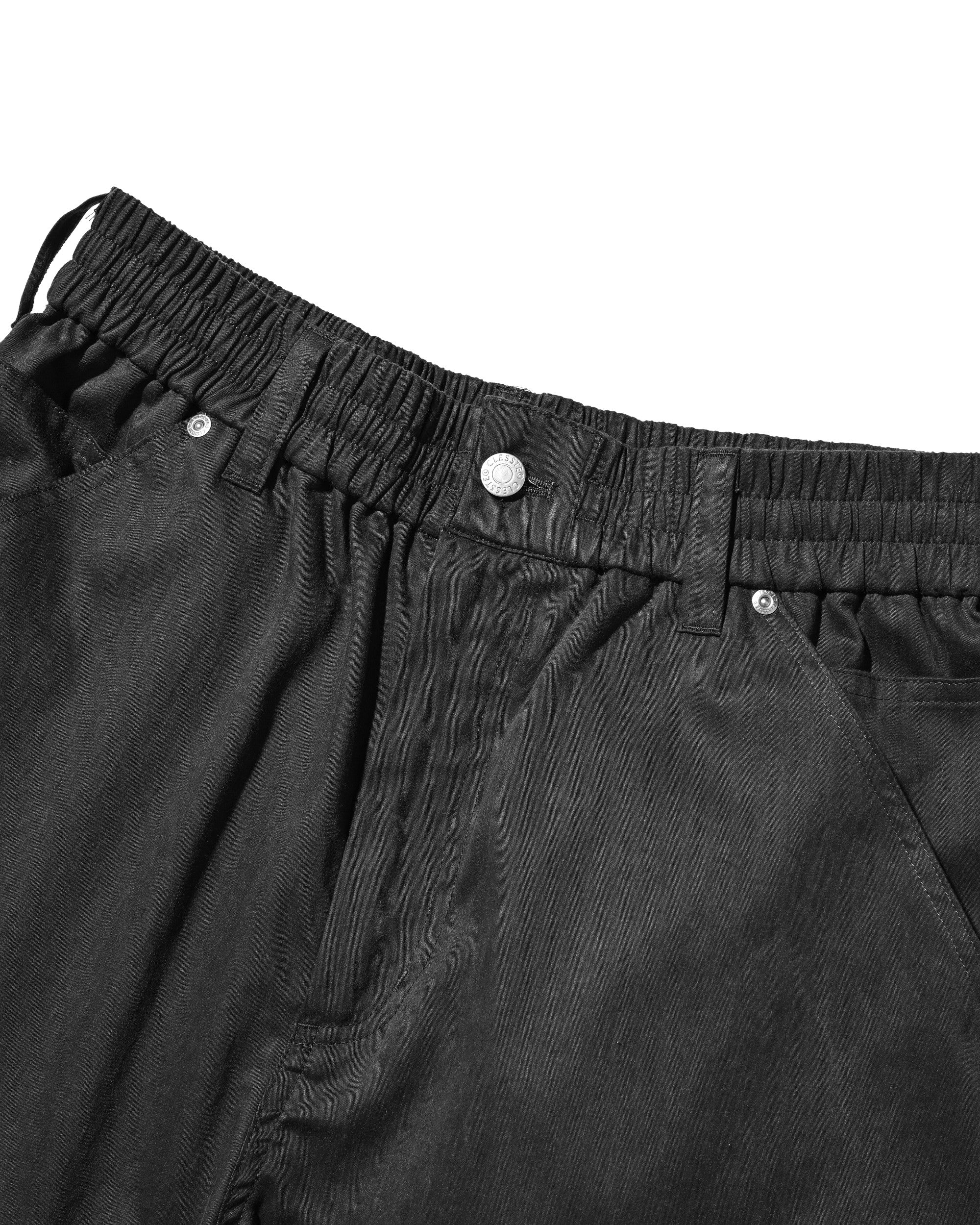 【7.4 SAT 20:00- IN STOCK】VINTAGE EFFECT DOUBLE KNEE WORKER BAGGY HALF PANTS (BLACK)