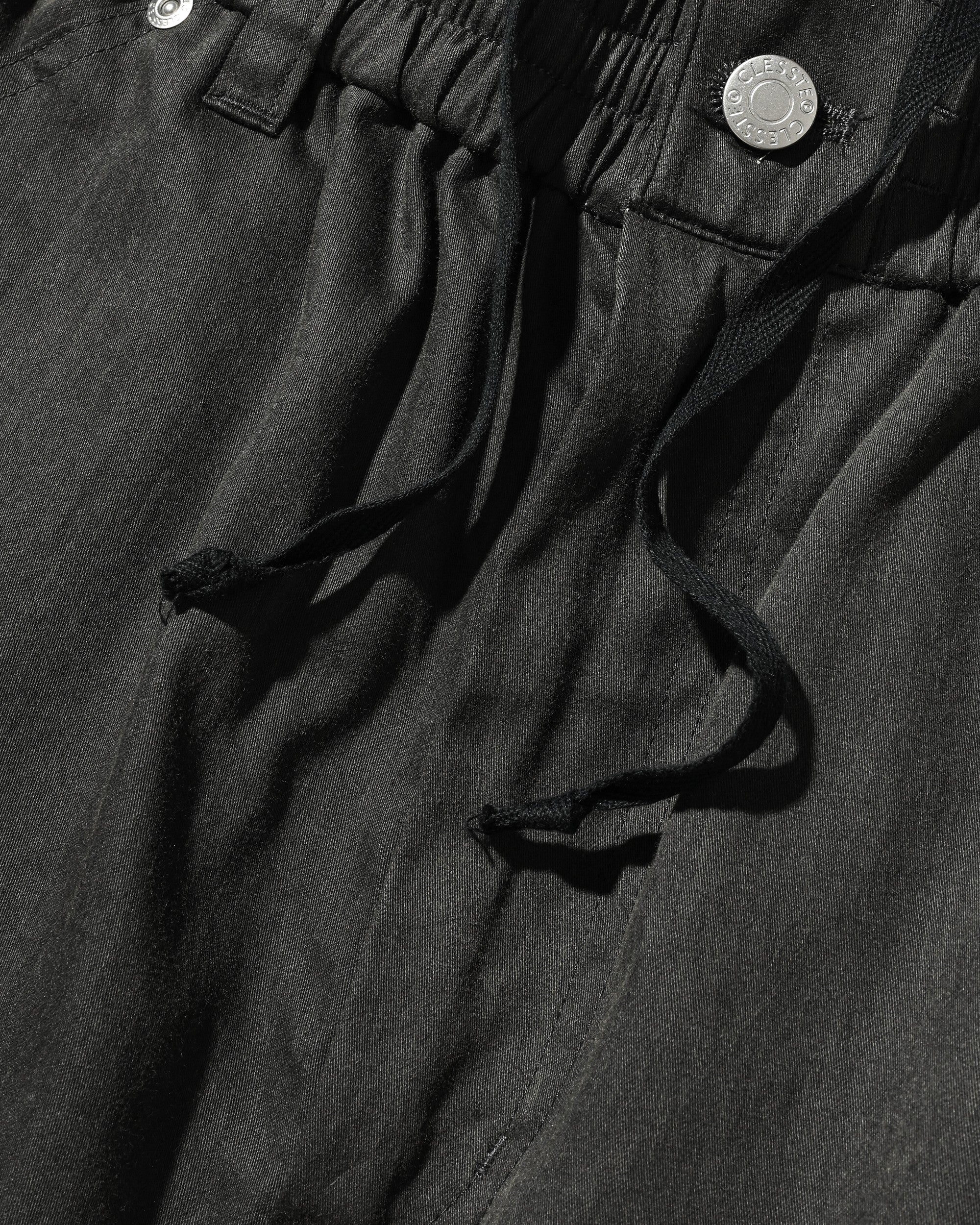 【7.4 SAT 20:00- IN STOCK】VINTAGE EFFECT DOUBLE KNEE WORKER BAGGY HALF PANTS (BLACK)