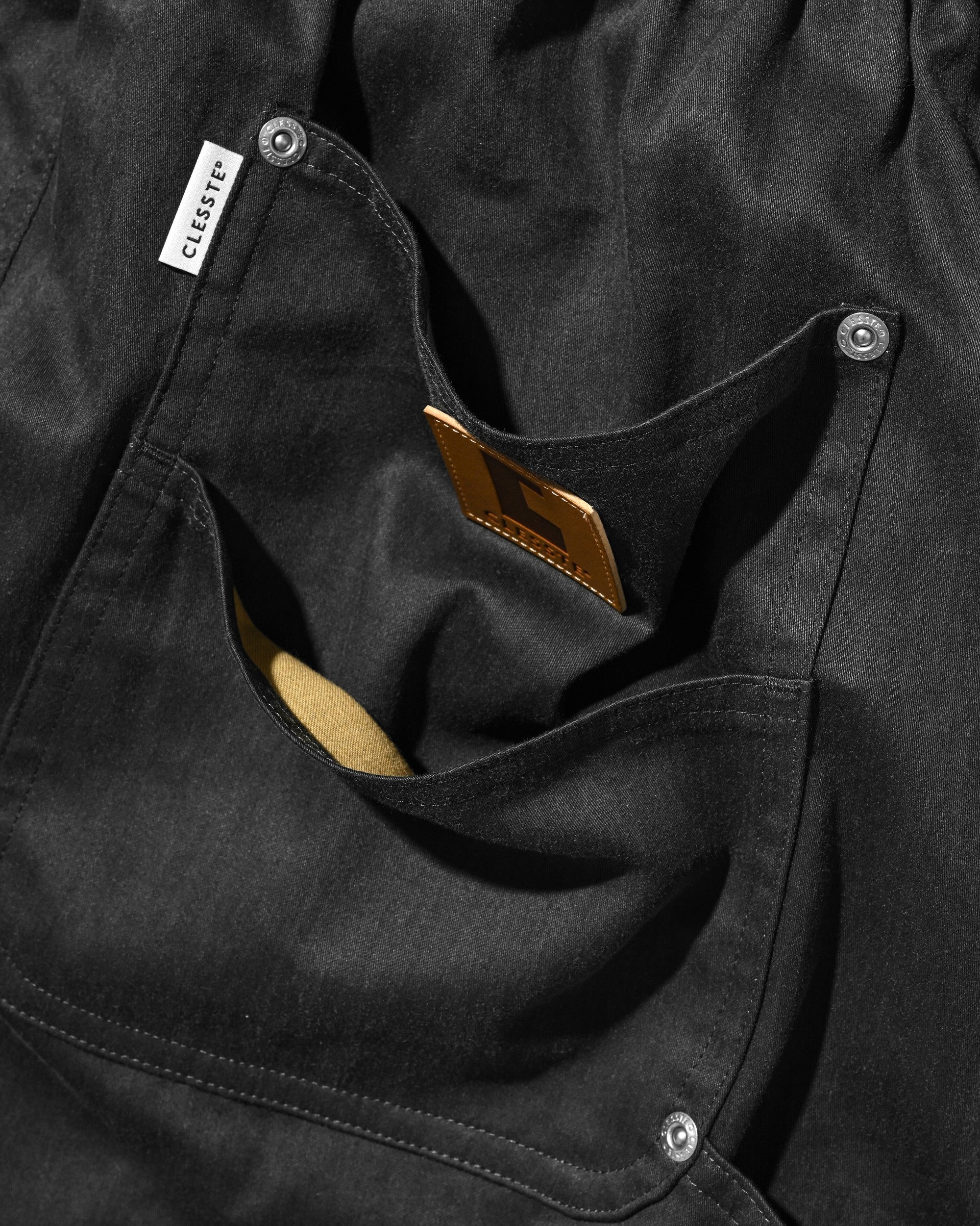 【7.4 SAT 20:00- IN STOCK】VINTAGE EFFECT DOUBLE KNEE WORKER BAGGY HALF PANTS (BLACK)