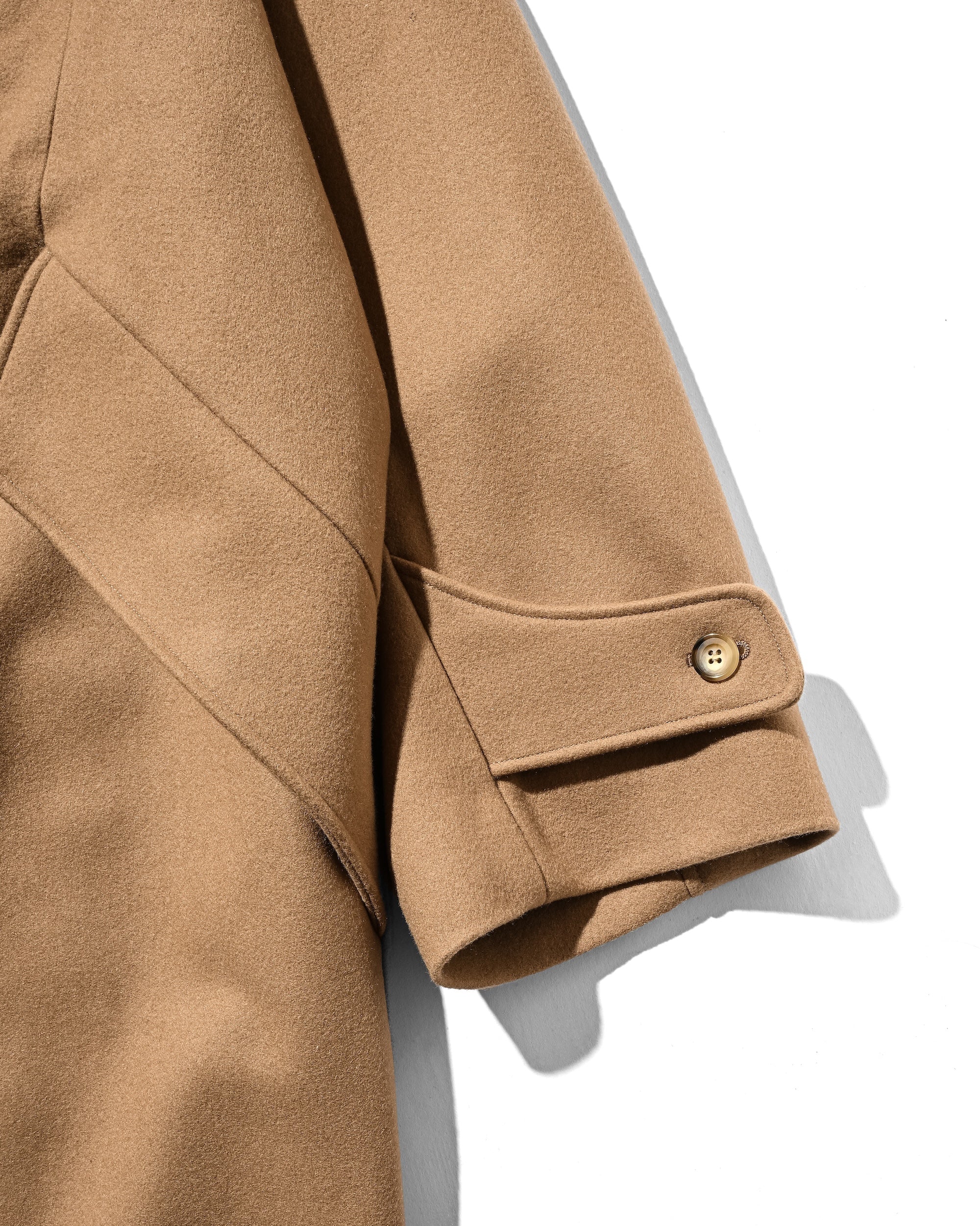 【12.10 WED 20:00- IN STOCK】LEATHER COLLAR WOOL MELTON BALMACAAN COAT (CAMEL)
