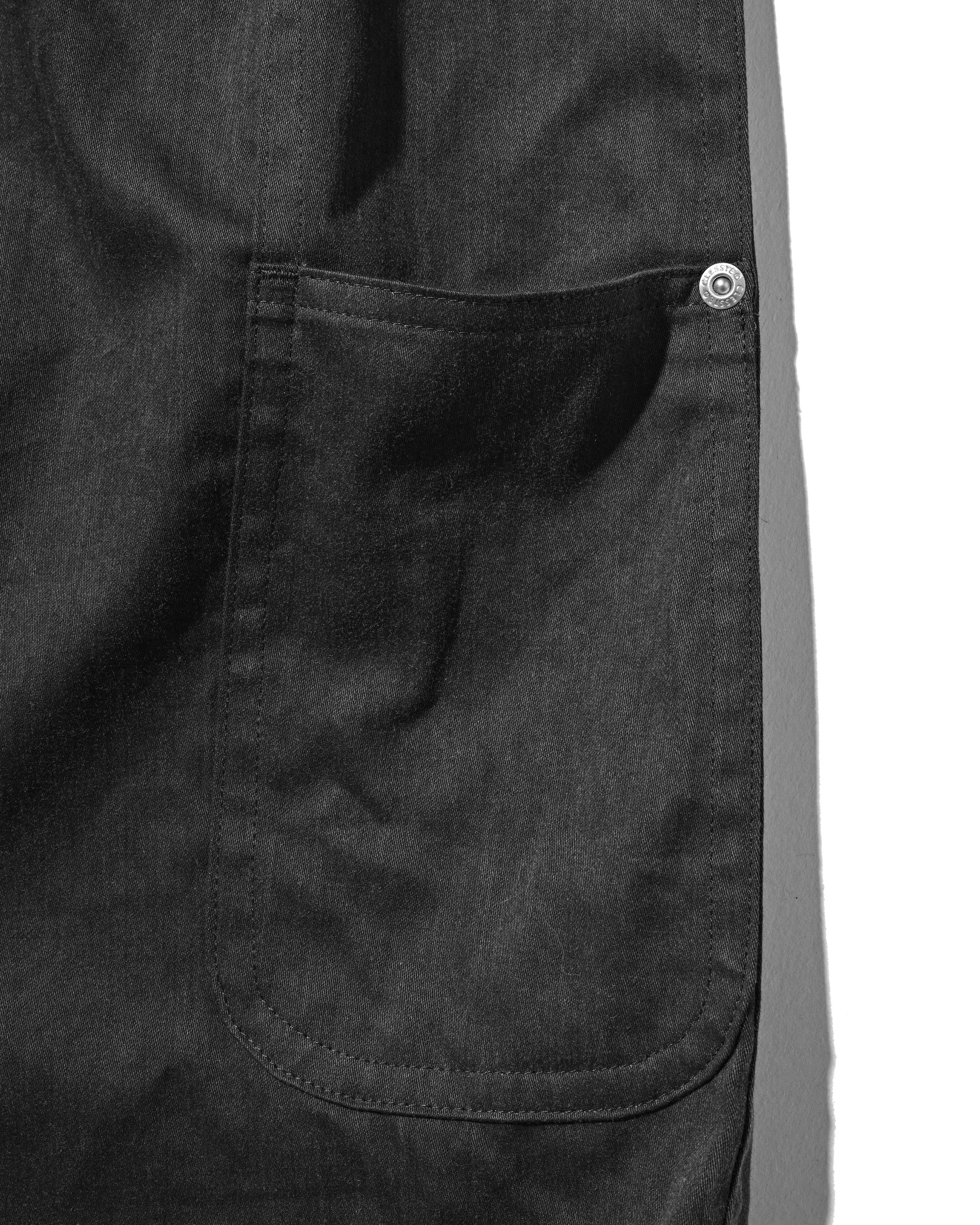 【7.4 SAT 20:00- IN STOCK】VINTAGE EFFECT DOUBLE KNEE WORKER BAGGY HALF PANTS (BLACK)