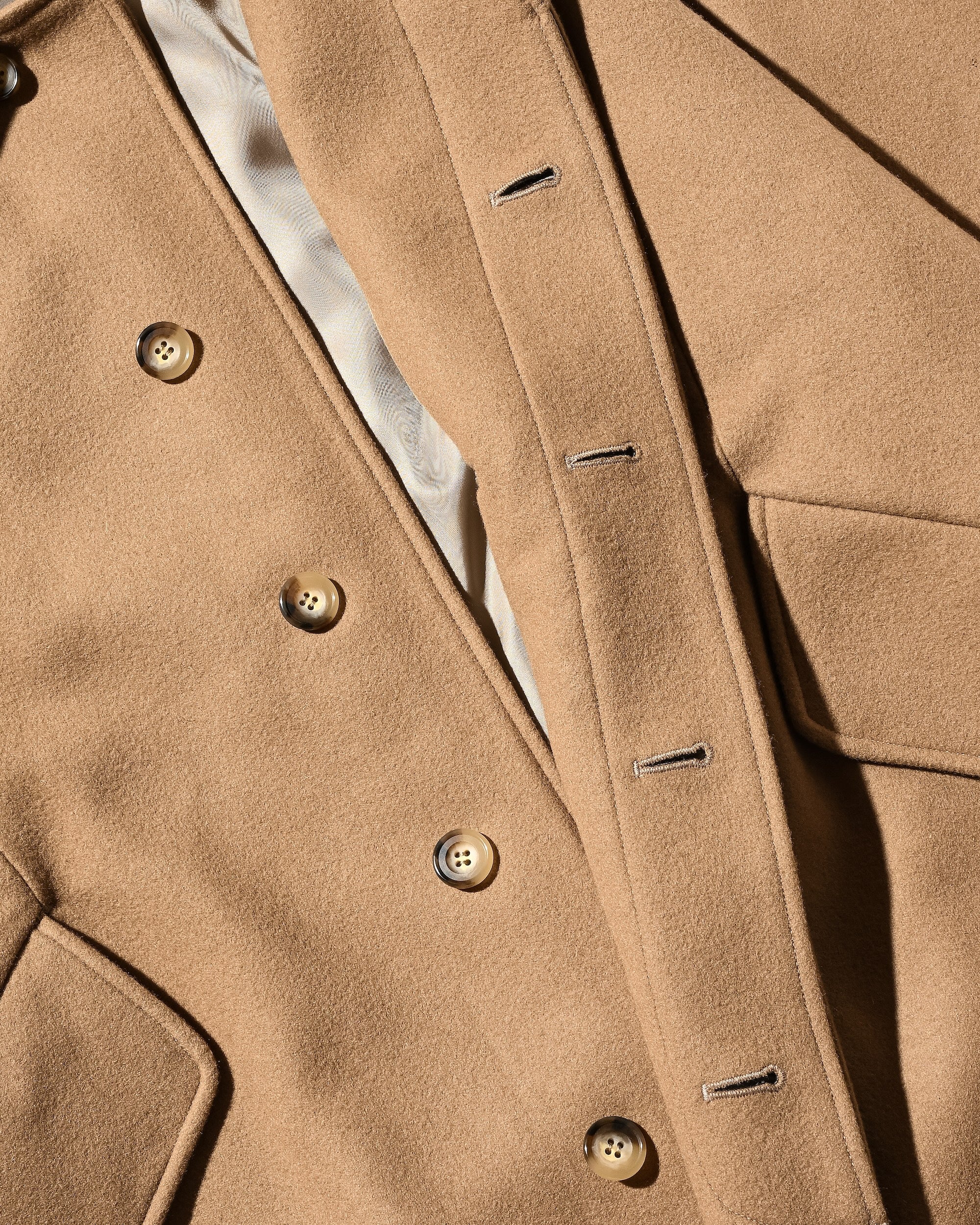 【12.10 WED 20:00- IN STOCK】LEATHER COLLAR WOOL MELTON BALMACAAN COAT (CAMEL)