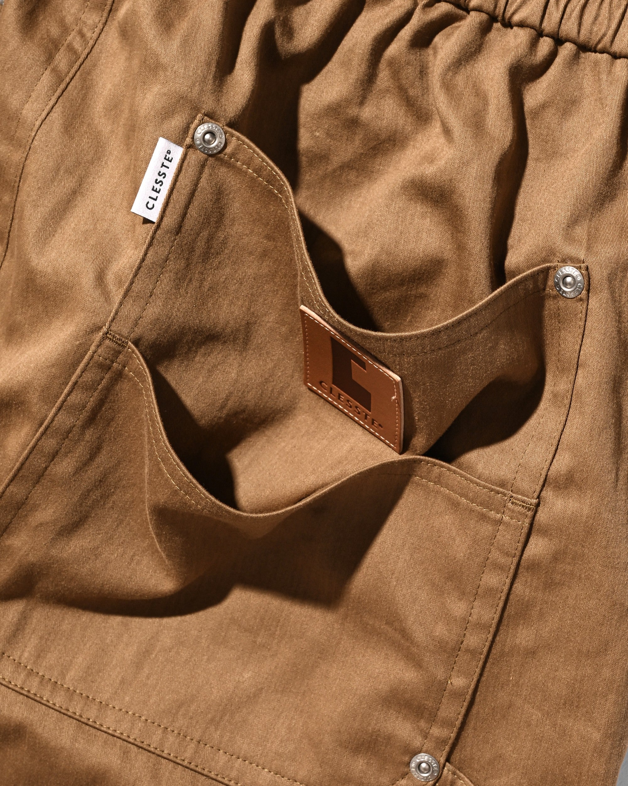 【7.4 SAT 20:00- IN STOCK】VINTAGE EFFECT DOUBLE KNEE WORKER BAGGY HALF PANTS (BEIGE)