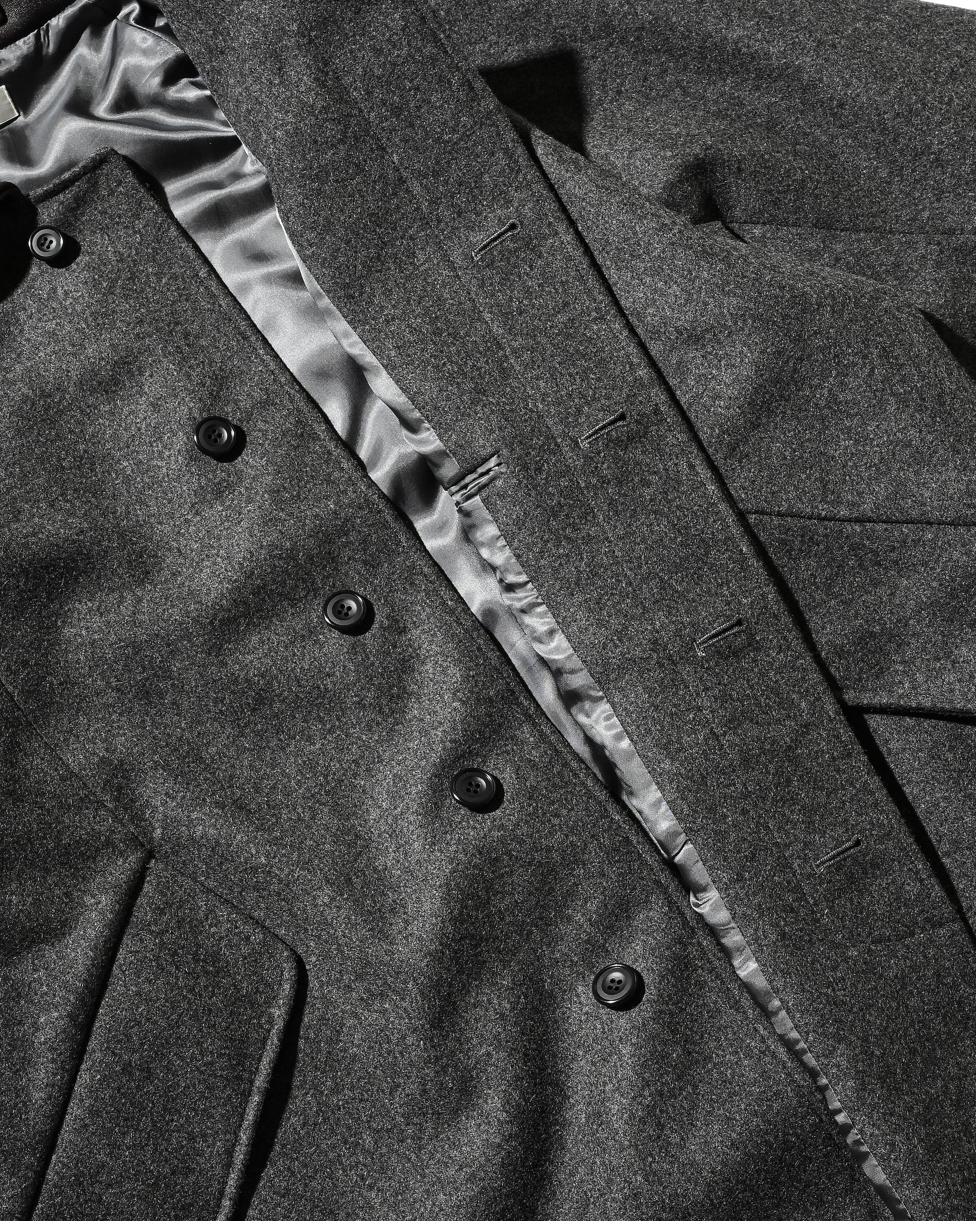 【12.10 WED 20:00- IN STOCK】LEATHER COLLAR WOOL MELTON BALMACAAN COAT (GRAY)