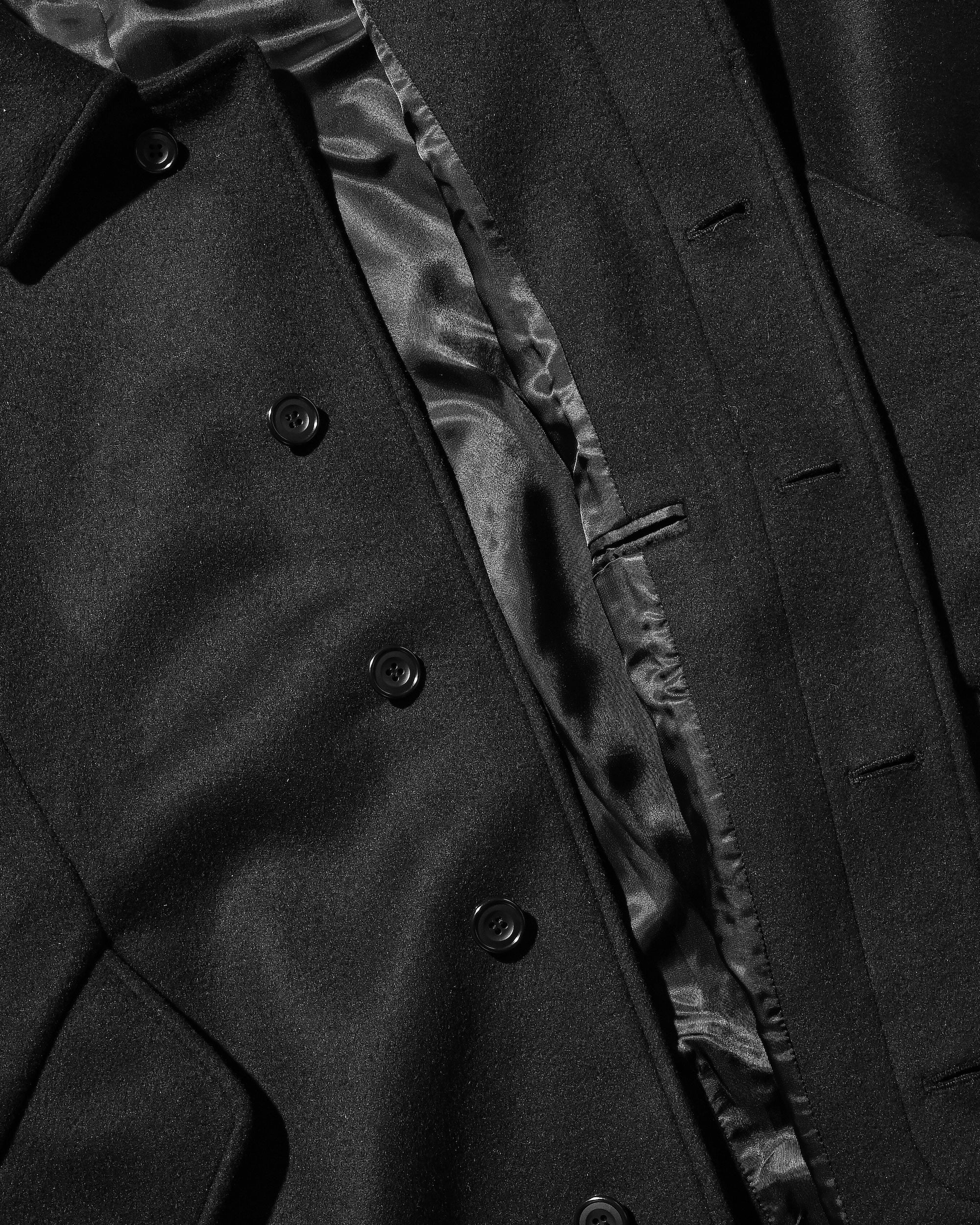 WOOL MELTON BALMACAAN COAT (BLACK)