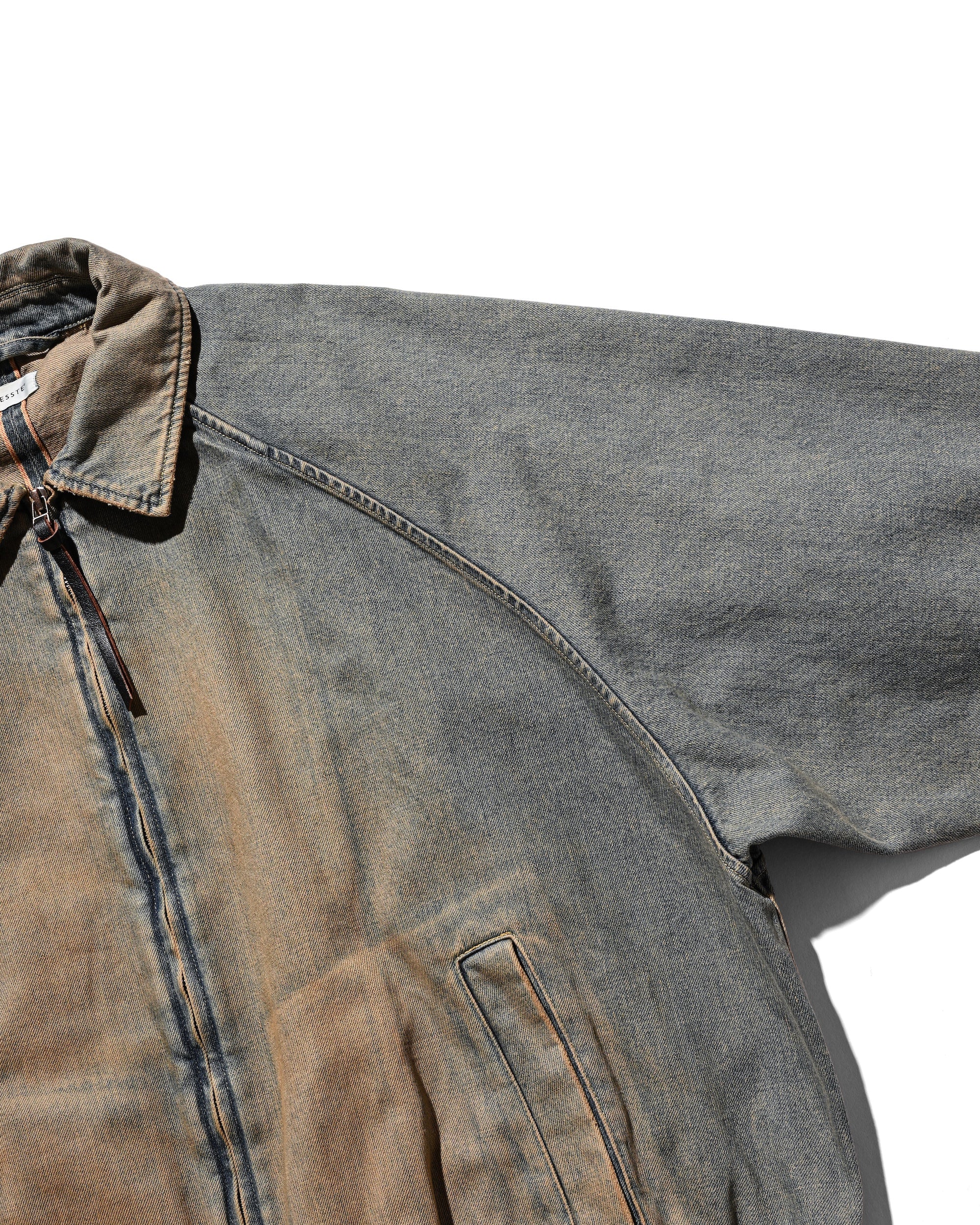 VINTAGE DYED SELVEDGE DENIM CITY UTILITY JACKET (VINTAGE BEIGE)