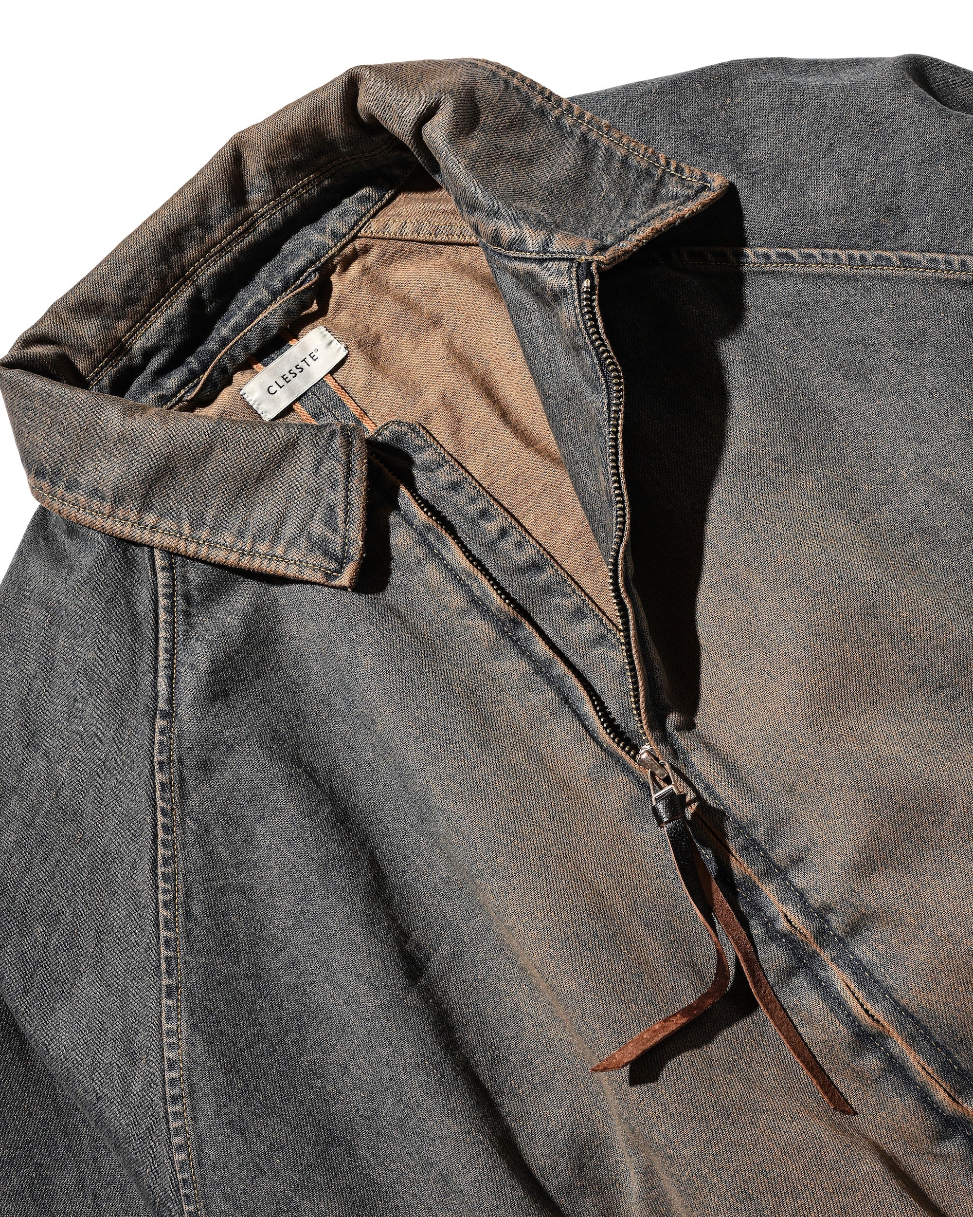 VINTAGE DYED SELVEDGE DENIM CITY UTILITY JACKET (VINTAGE BROWN)