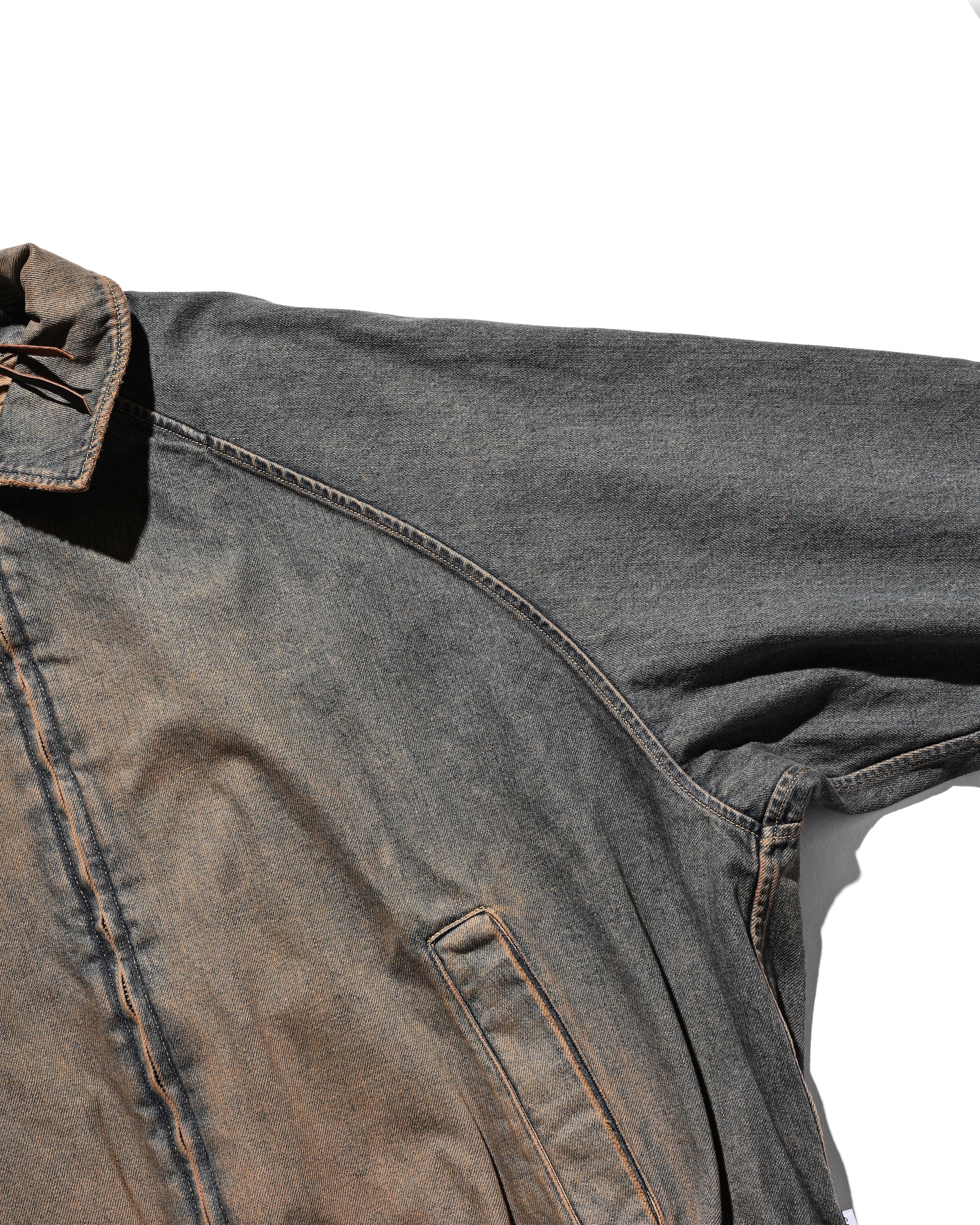 VINTAGE DYED SELVEDGE DENIM CITY UTILITY JACKET (VINTAGE BROWN)