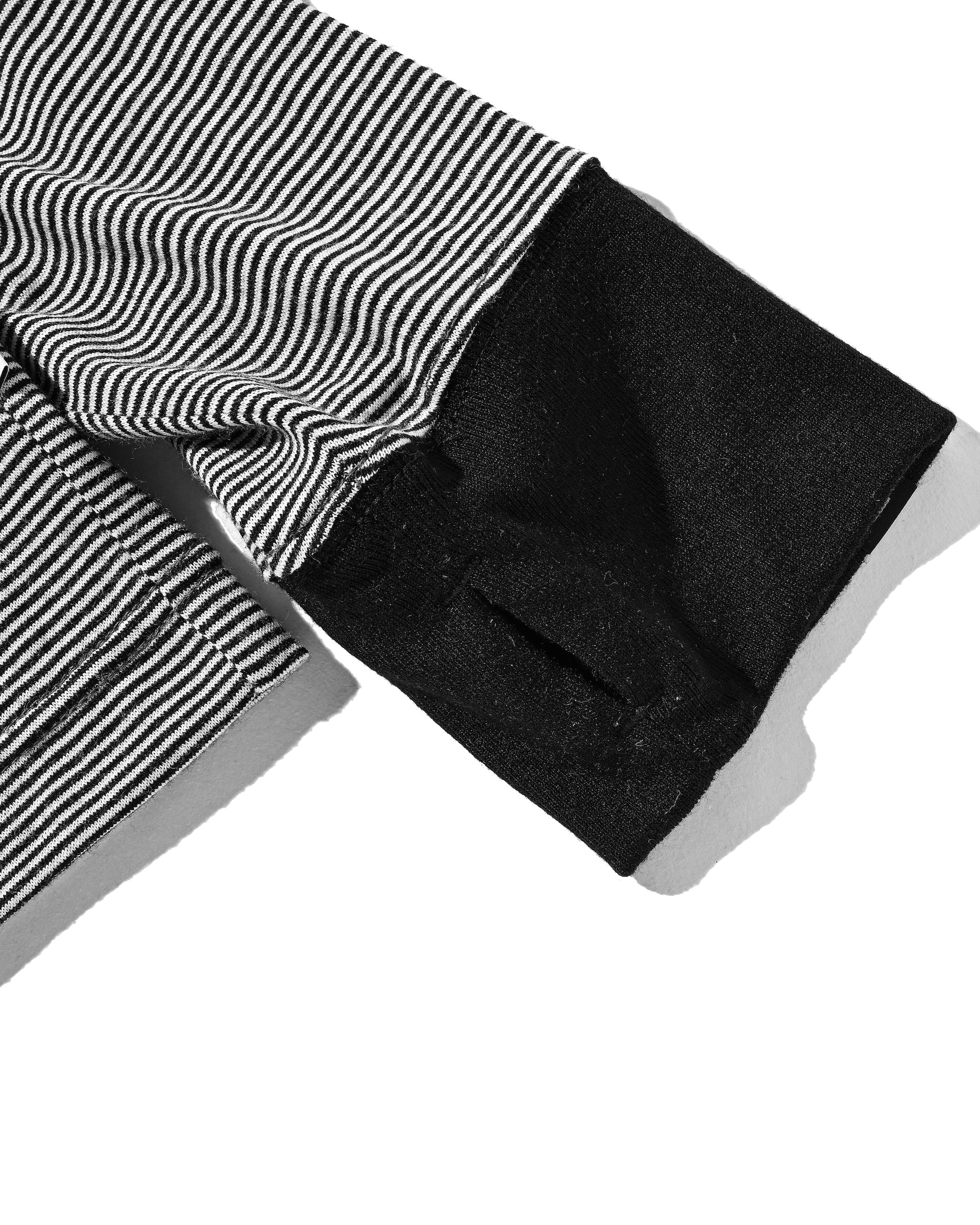 WOOL BORDER L/S TURTLE NECK T-SHIRT (BLACK×WHITE)