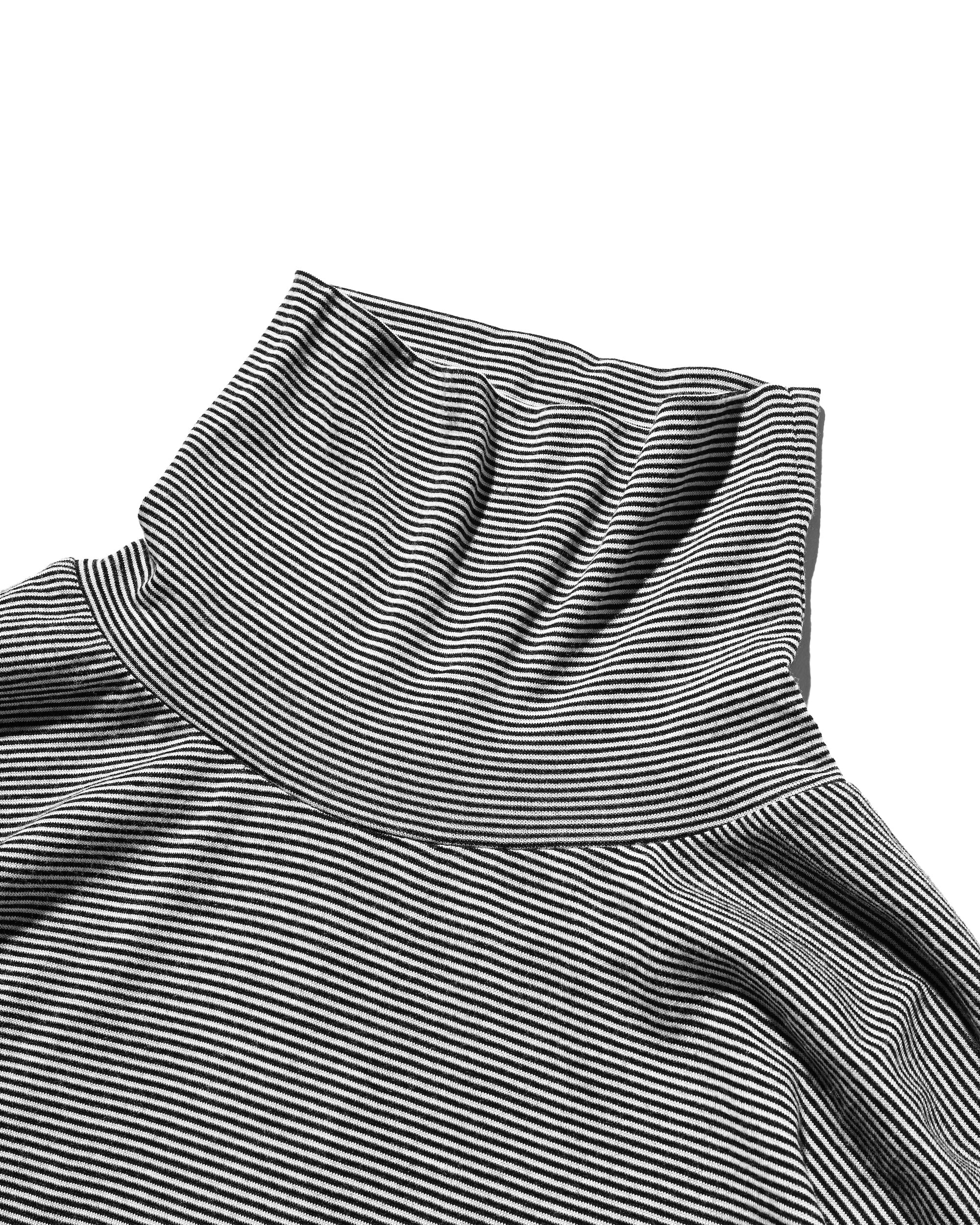 【12.17 WED 20:00- IN STOCK】WOOL BORDER L/S TURTLE NECK T-SHIRT (BLACK×WHITE)