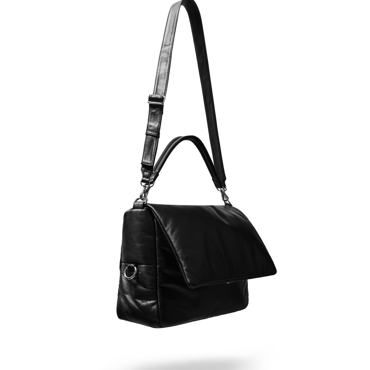 LEATHER PADDED FLAP HOLIDAY BAG