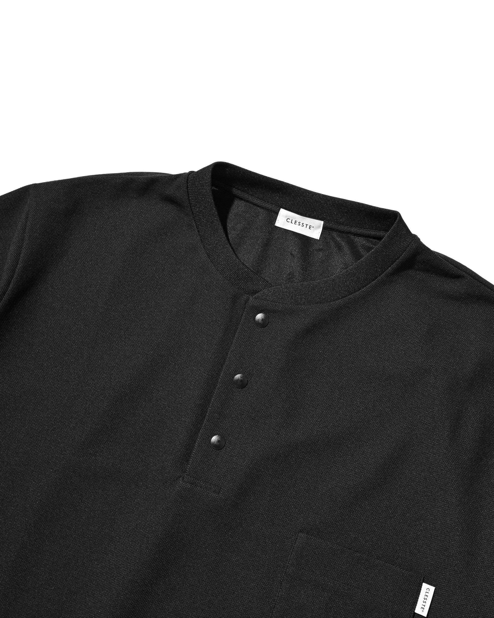 【8.12 WED 20:00- IN STOCK】ACTIVE CITY HENLEY NECK S/S T-SHIRT (BLACK)