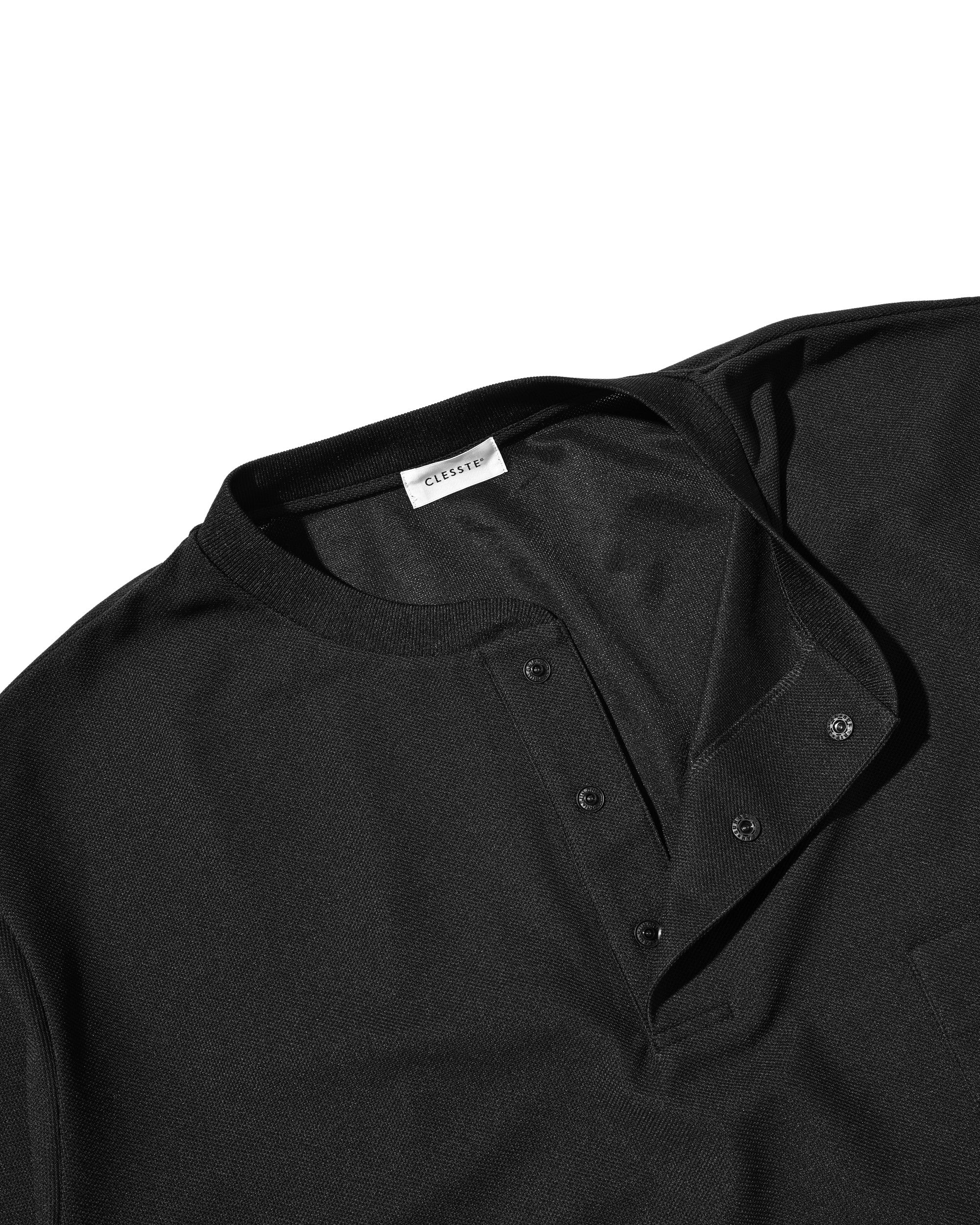 【8.12 WED 20:00- IN STOCK】ACTIVE CITY HENLEY NECK S/S T-SHIRT (BLACK)