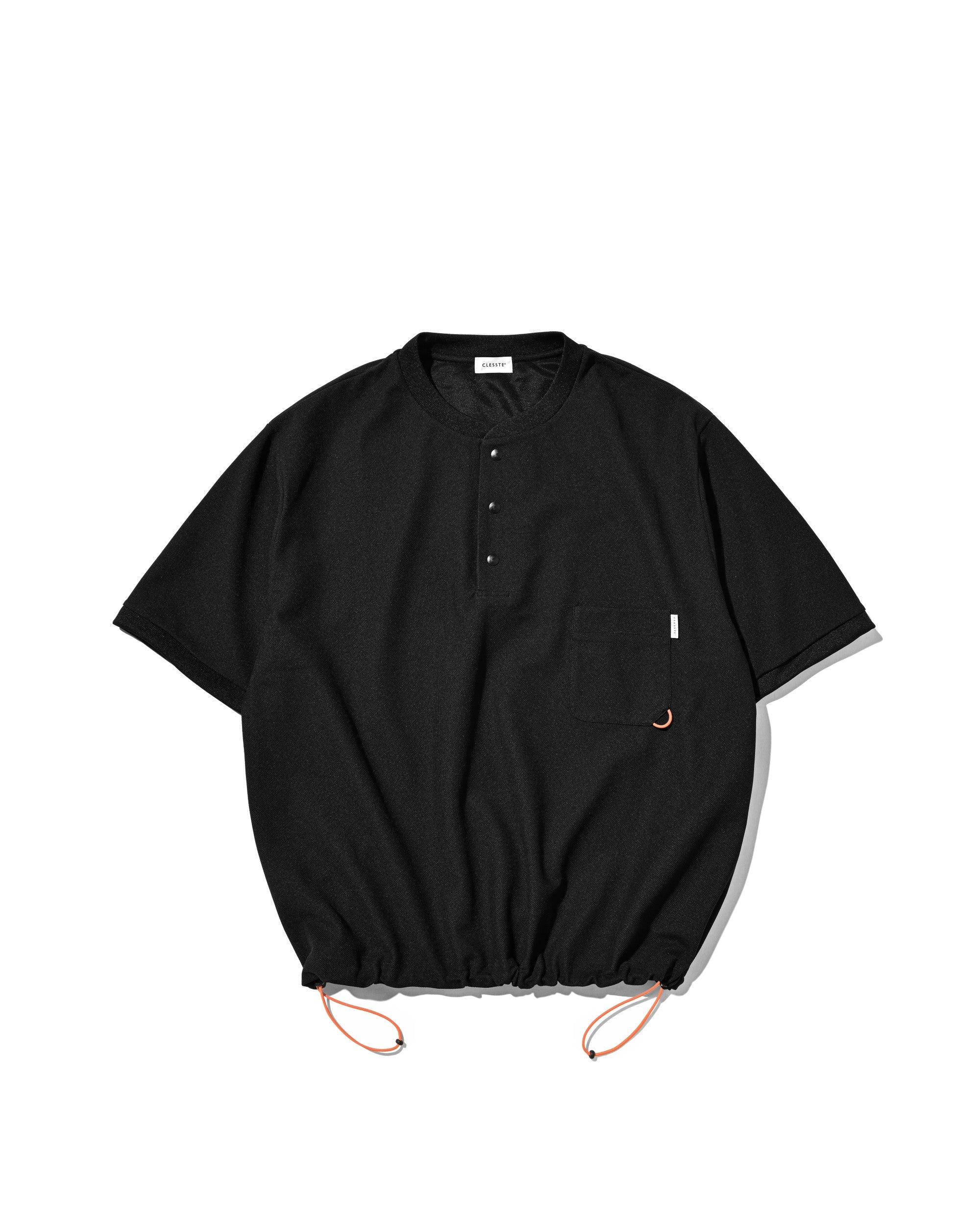 【8.12 WED 20:00- IN STOCK】ACTIVE CITY HENLEY NECK S/S T-SHIRT (BLACK)