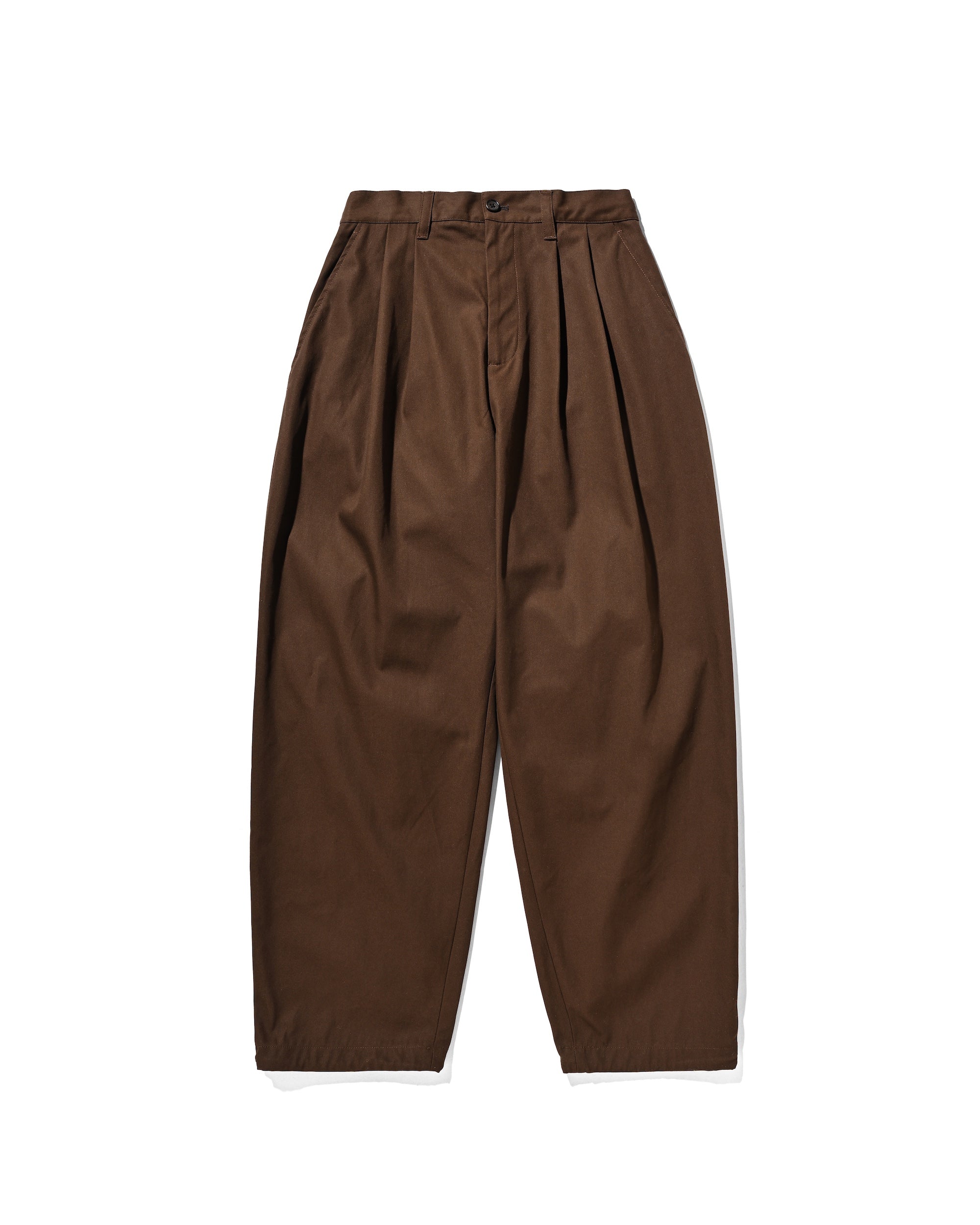 【2.4 WED 20:00- IN STOCK】T/C GABARDINE CITY UNIFORM WIDE TAPERED PANTS(BROWN)