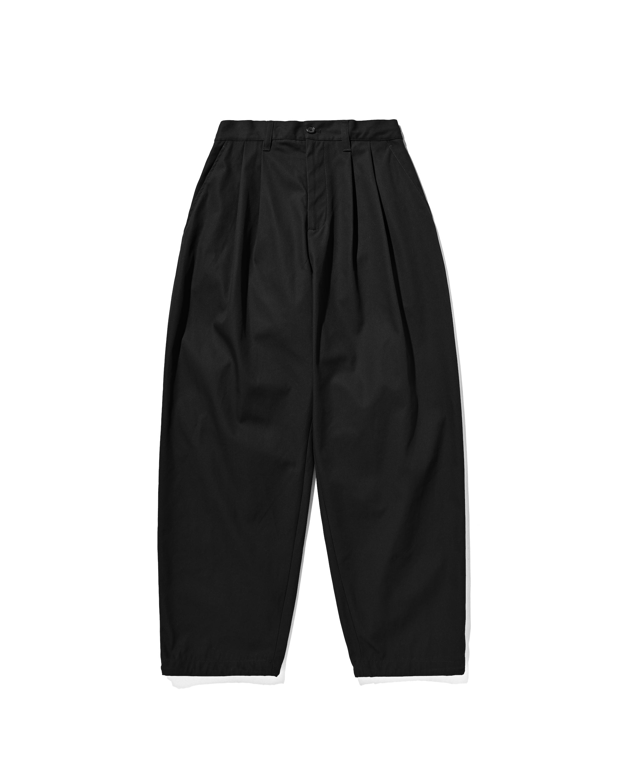 【2.4 WED 20:00- IN STOCK】T/C GABARDINE CITY UNIFORM WIDE TAPERED PANTS (BLACK)