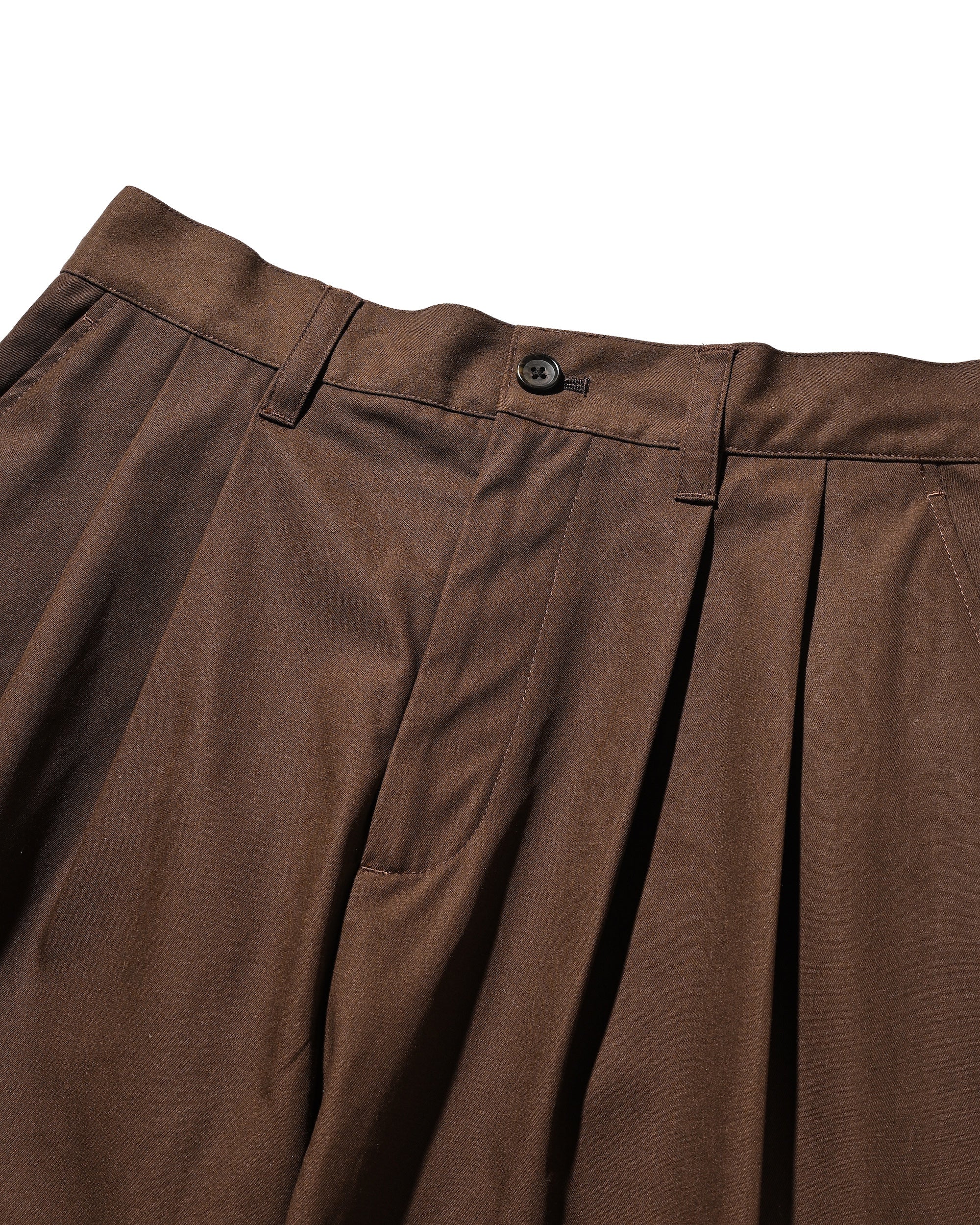 【2.4 WED 20:00- IN STOCK】T/C GABARDINE CITY UNIFORM WIDE TAPERED PANTS(BROWN)