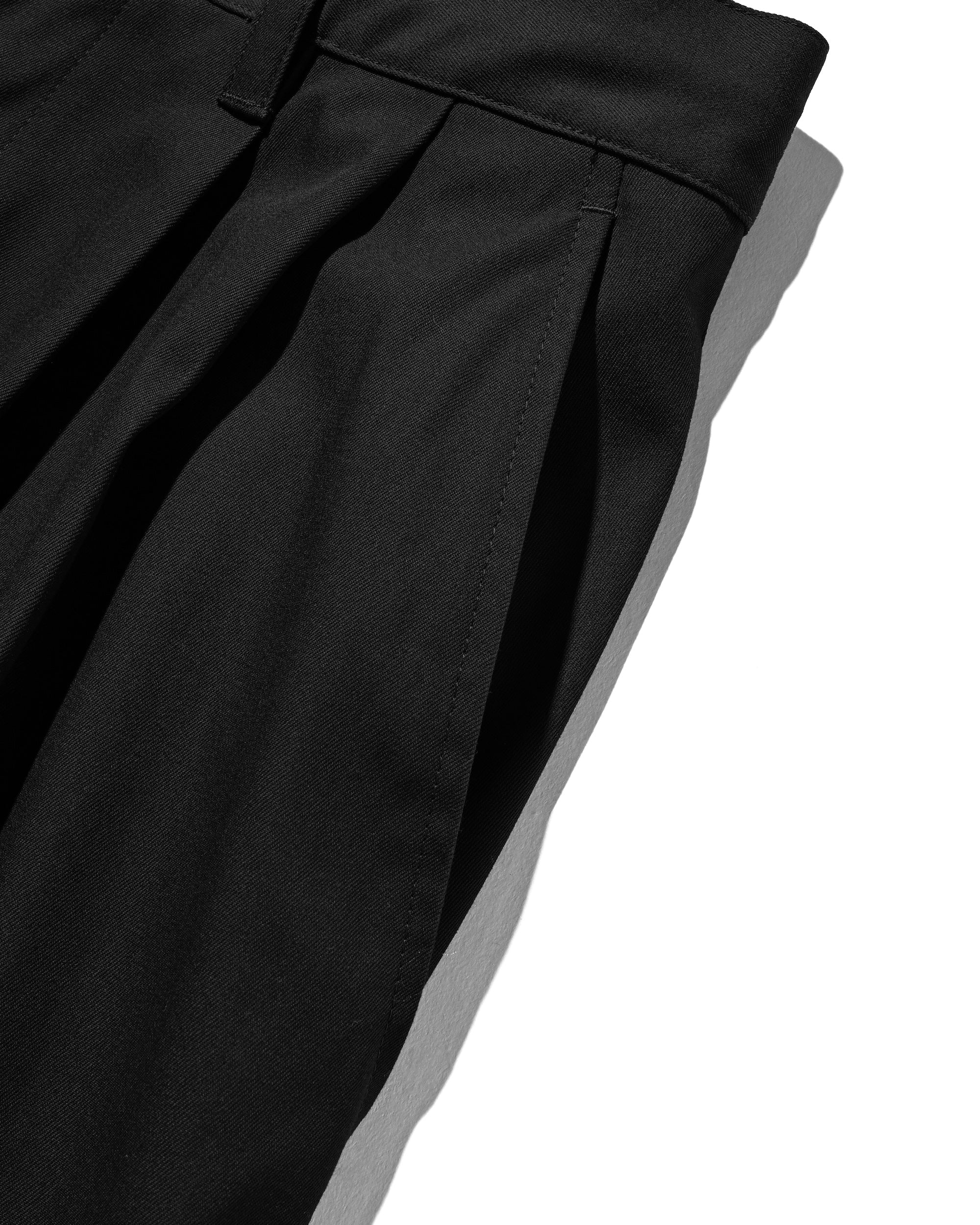 【2.4 WED 20:00- IN STOCK】T/C GABARDINE CITY UNIFORM WIDE TAPERED PANTS (BLACK)