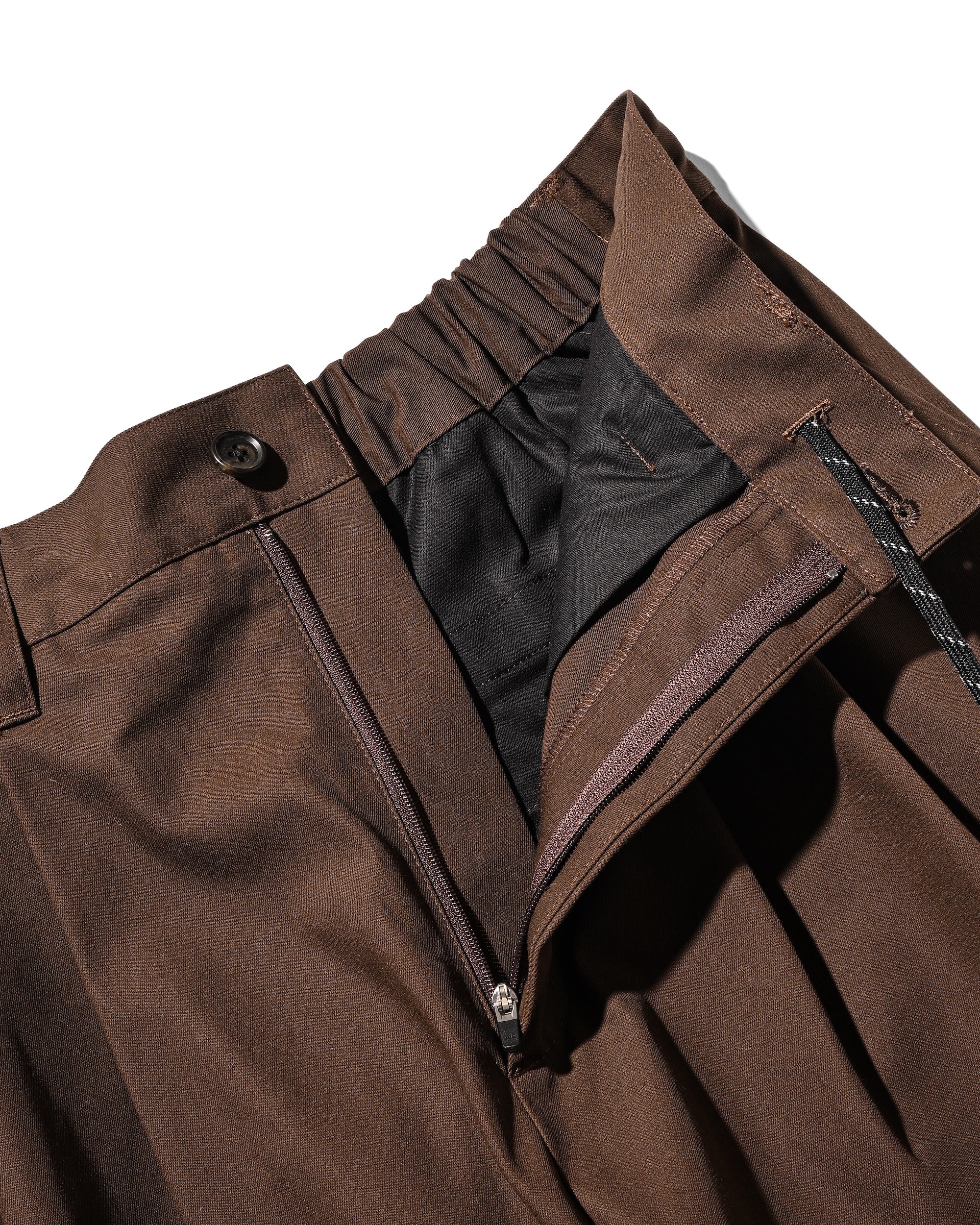 【2.4 WED 20:00- IN STOCK】T/C GABARDINE CITY UNIFORM WIDE TAPERED PANTS(BROWN)