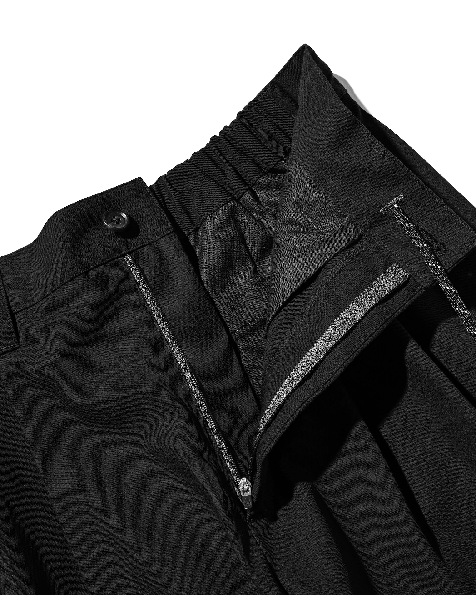 【2.4 WED 20:00- IN STOCK】T/C GABARDINE CITY UNIFORM WIDE TAPERED PANTS (BLACK)