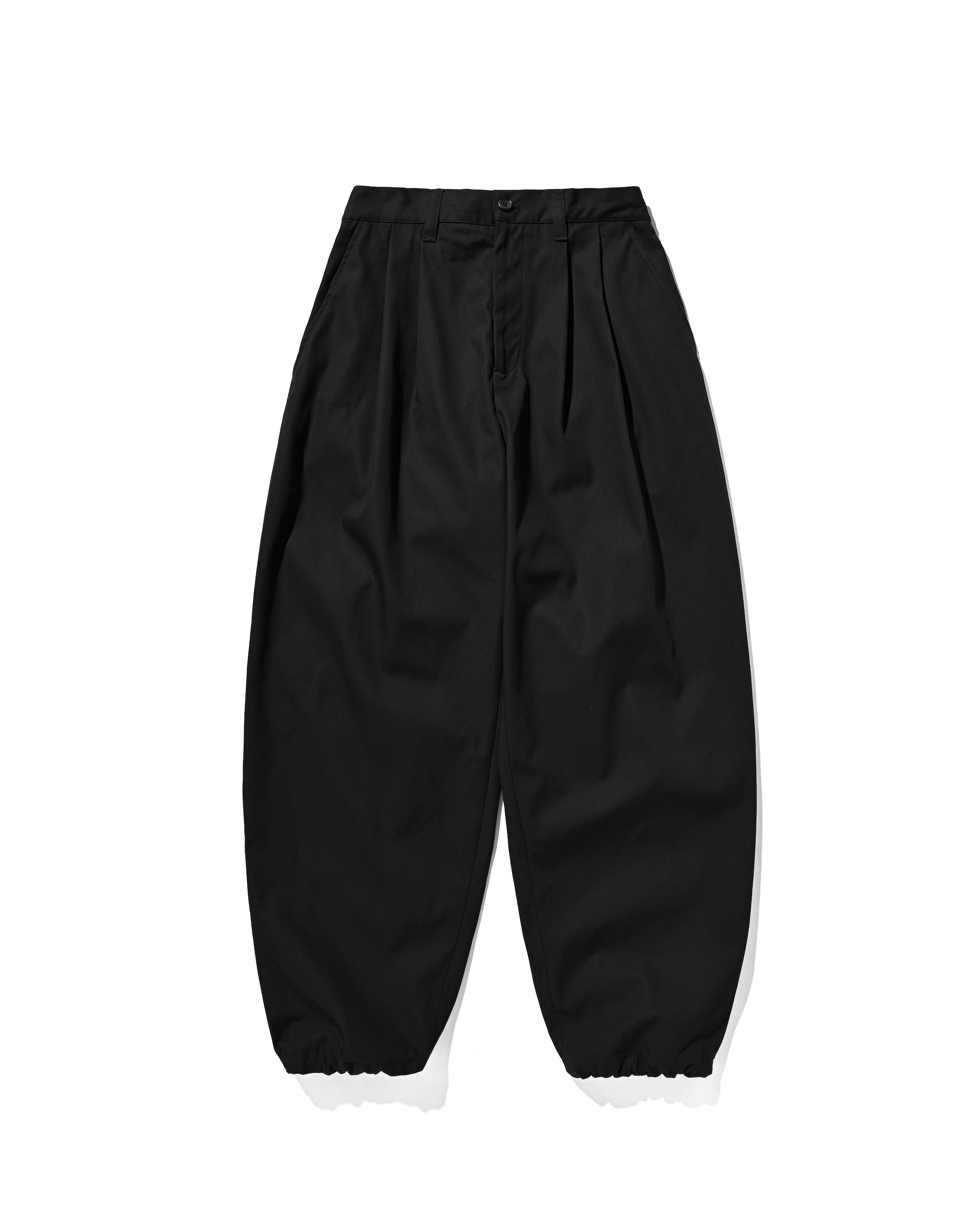 【2.4 WED 20:00- IN STOCK】T/C GABARDINE CITY UNIFORM WIDE TAPERED PANTS (BLACK)