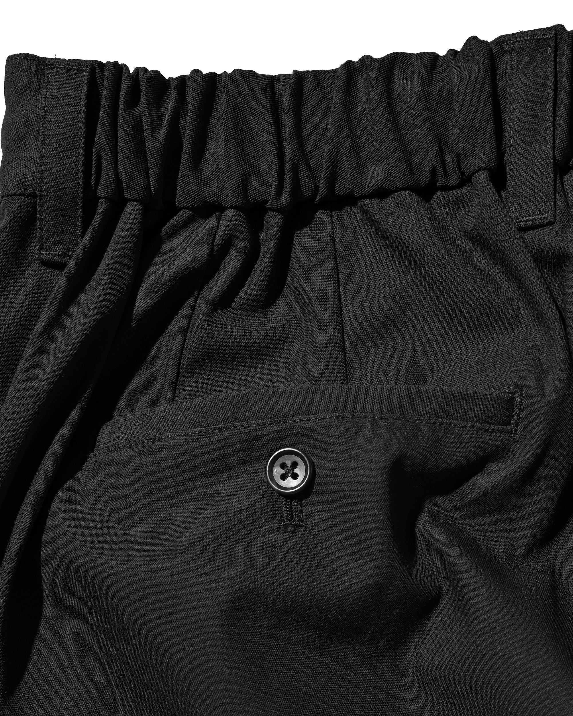 【2.4 WED 20:00- IN STOCK】T/C GABARDINE CITY UNIFORM WIDE TAPERED PANTS (BLACK)