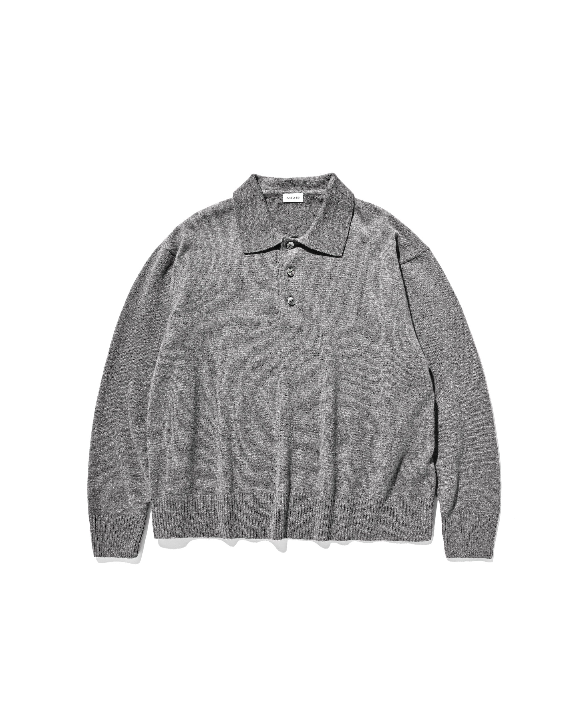 【12.27 SAT 20:00- IN STOCK】CASHMERE KNIT POLO SHIRT (GRAY)