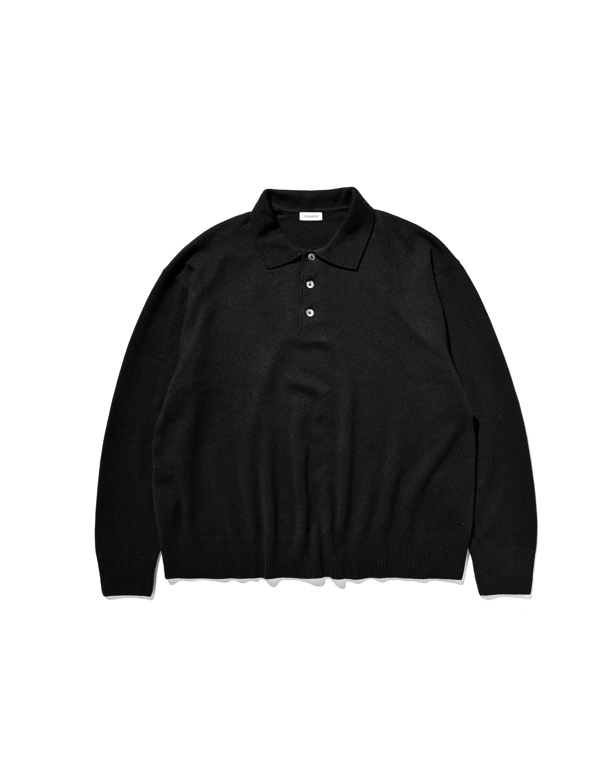 【12.27 SAT 20:00- IN STOCK】CASHMERE KNIT POLO SHIRT (BLACK)