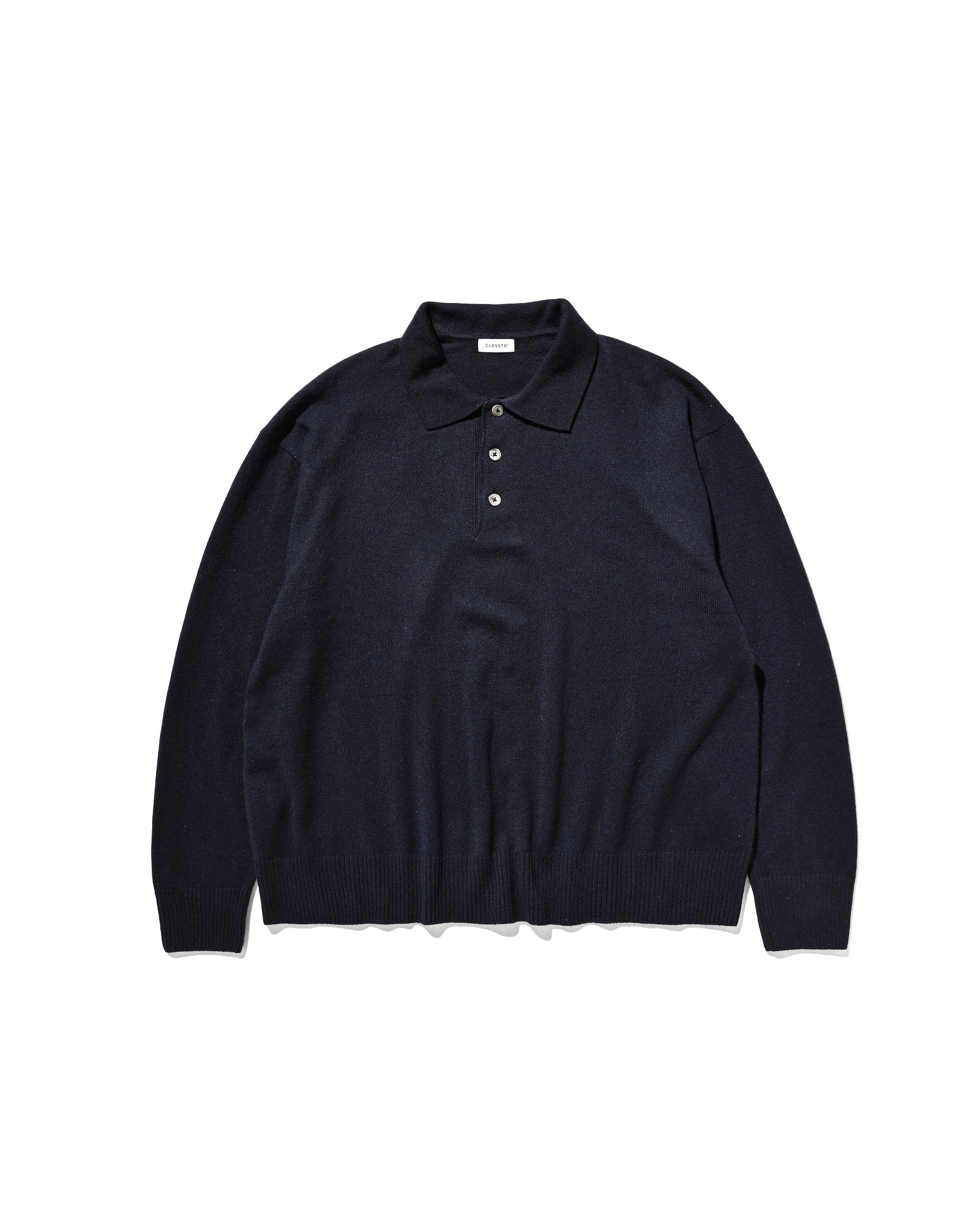 【12.27 SAT 20:00- IN STOCK】CASHMERE KNIT POLO SHIRT (NAVY)