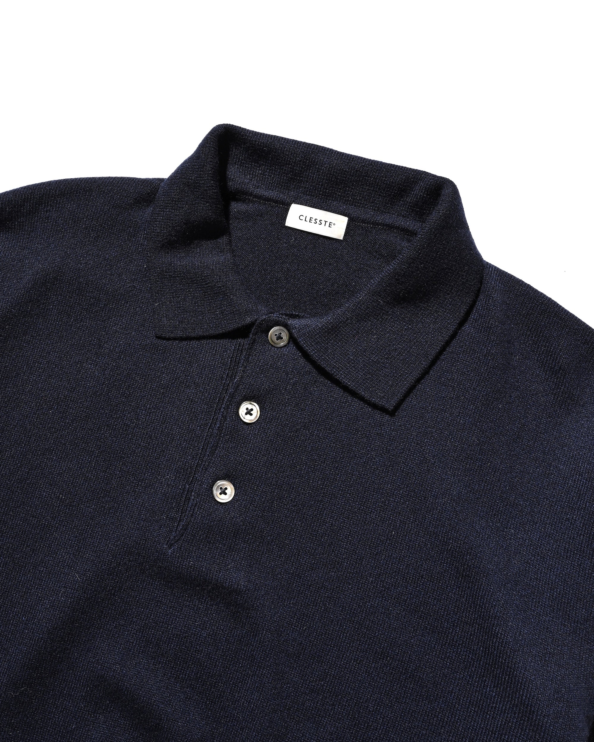 12.27 SAT 20:00- IN STOCK】CASHMERE KNIT POLO SHIRT (NAVY)