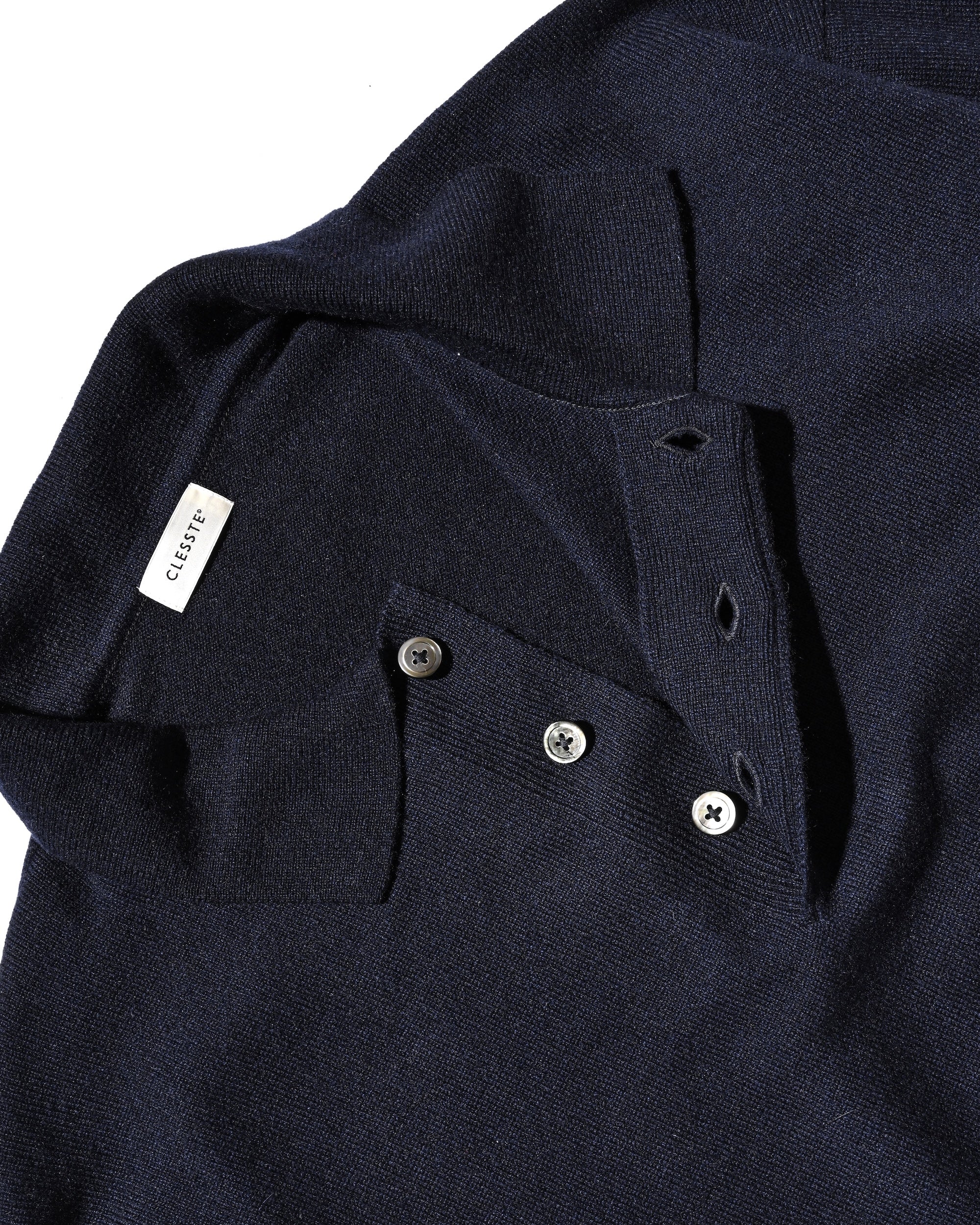 【12.27 SAT 20:00- IN STOCK】CASHMERE KNIT POLO SHIRT (NAVY)