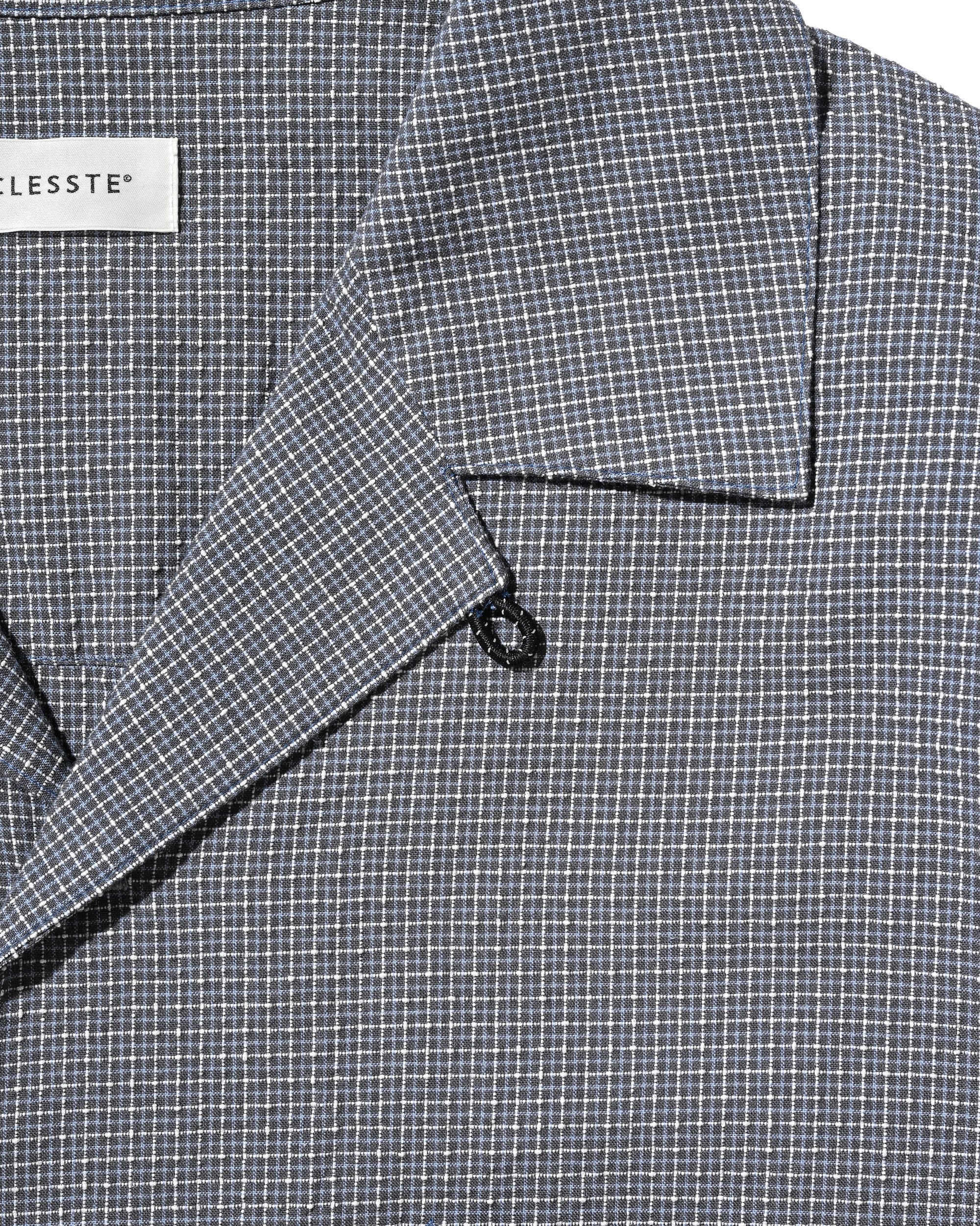 【7.25 SAT 20:00- IN STOCK】MINI CHECK OPEN COLLAR S/S SHIRT (BLUE×WHITE)