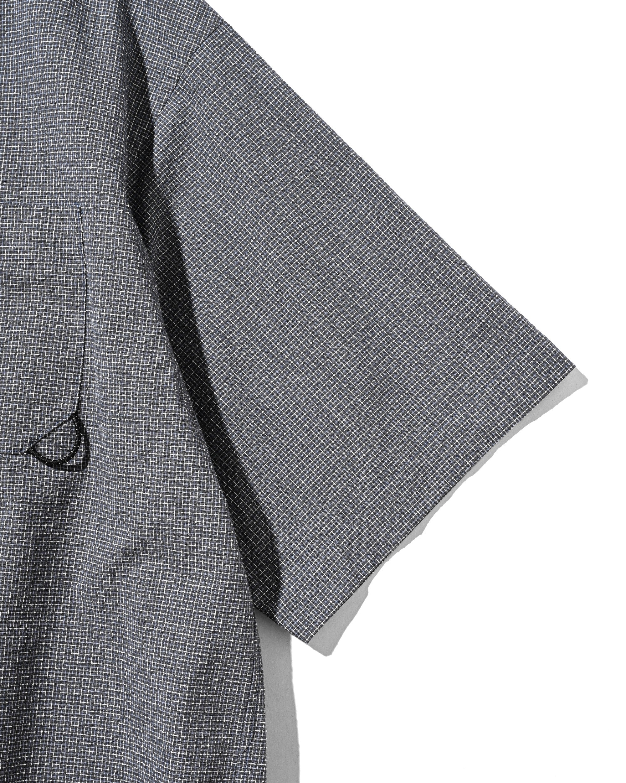 【7.25 SAT 20:00- IN STOCK】MINI CHECK OPEN COLLAR S/S SHIRT (BLUE×WHITE)