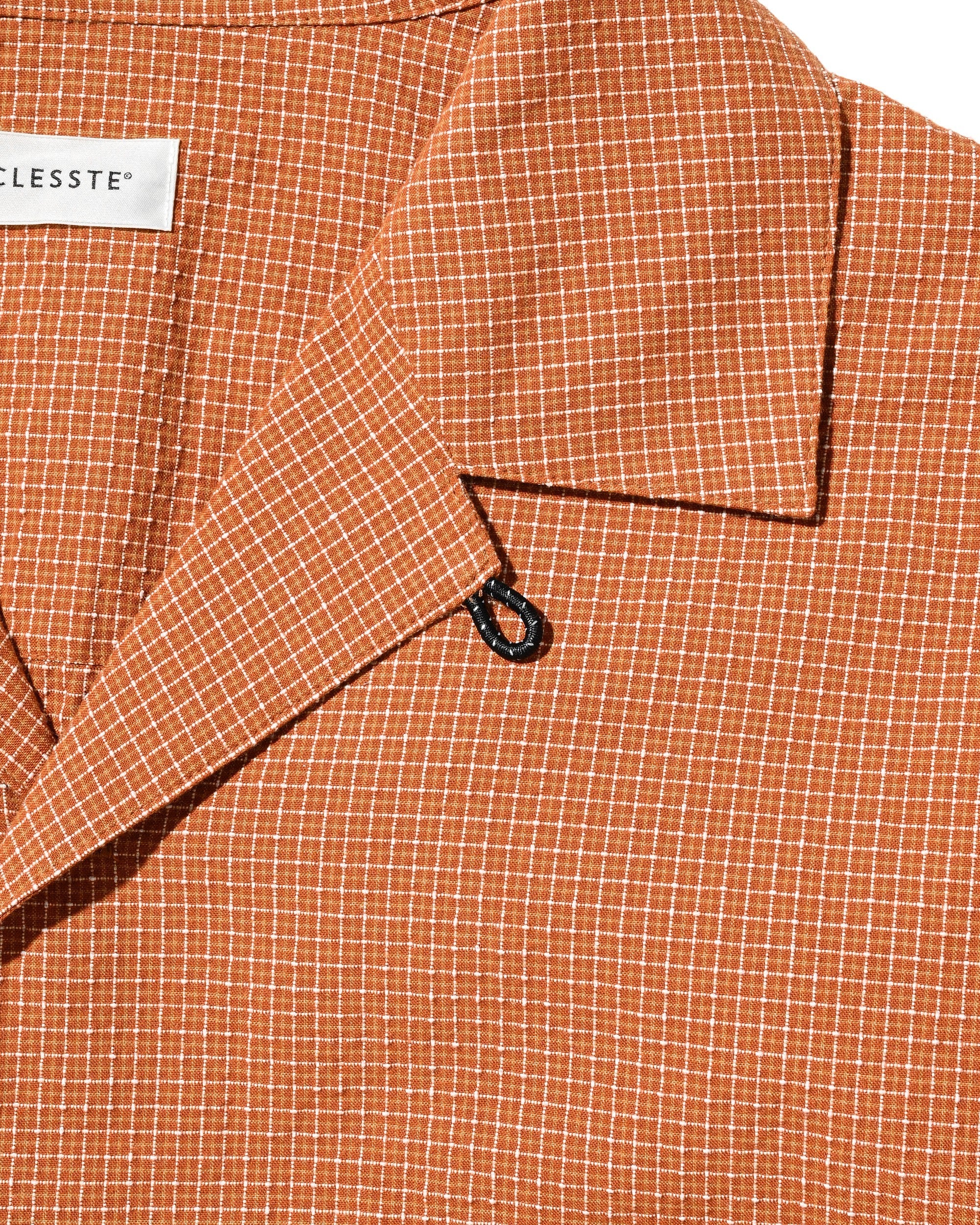 【7.25 SAT 20:00- IN STOCK】MINI CHECK OPEN COLLAR S/S SHIRT (TERRACOTTA×WHITE)