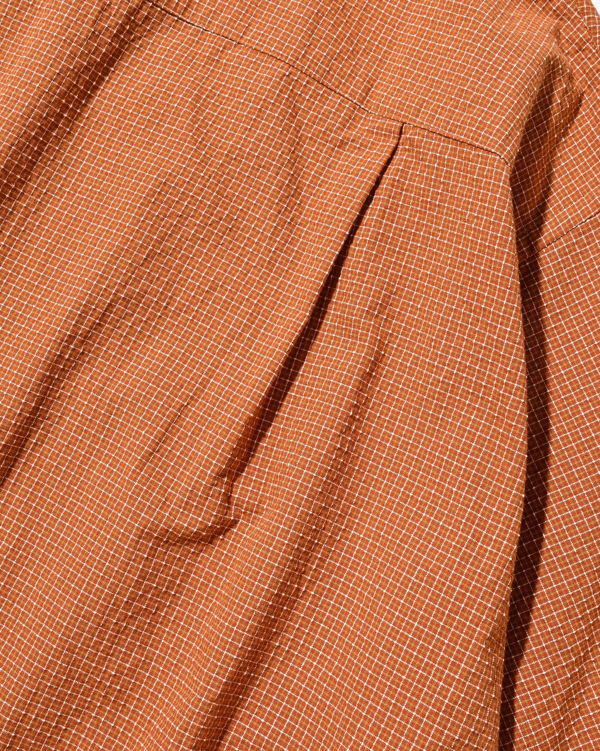 【7.25 SAT 20:00- IN STOCK】MINI CHECK OPEN COLLAR S/S SHIRT (TERRACOTTA×WHITE)