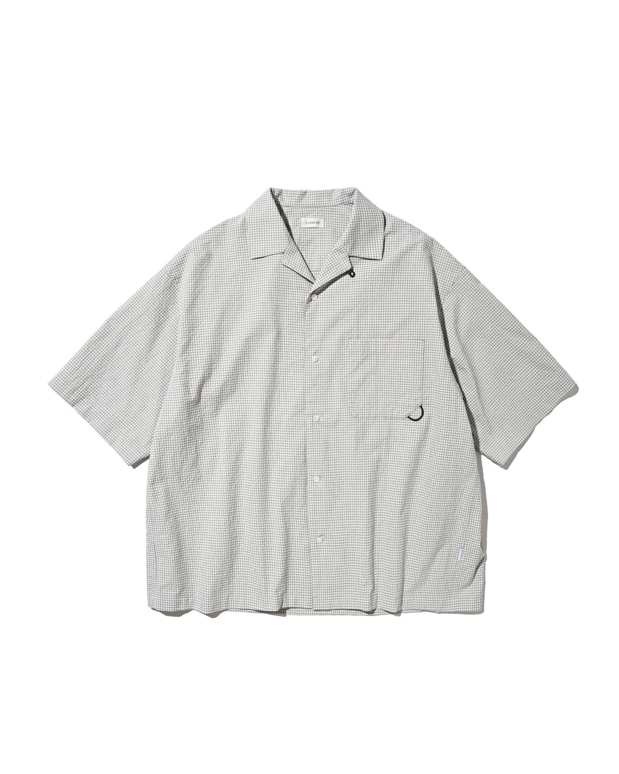 【7.25 SAT 20:00- IN STOCK】MINI CHECK OPEN COLLAR S/S SHIRT (BEIGE×BLUE)