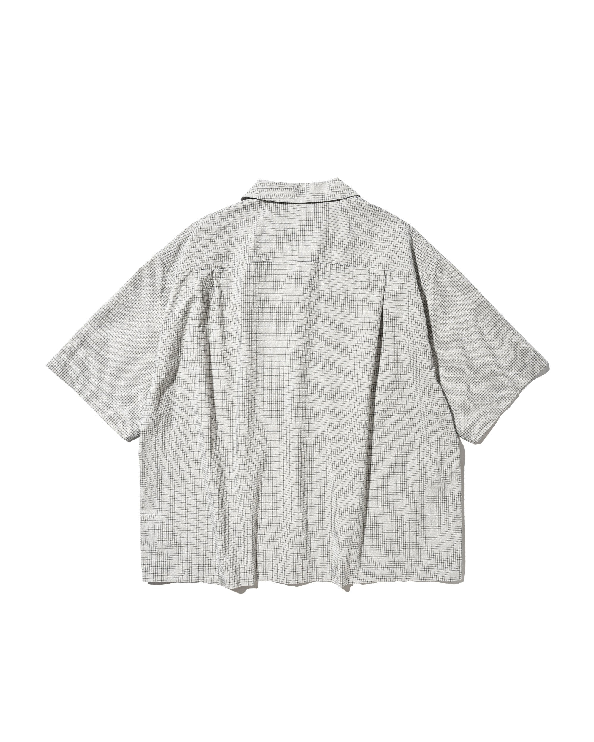 【7.25 SAT 20:00- IN STOCK】MINI CHECK OPEN COLLAR S/S SHIRT (BEIGE×BLUE)