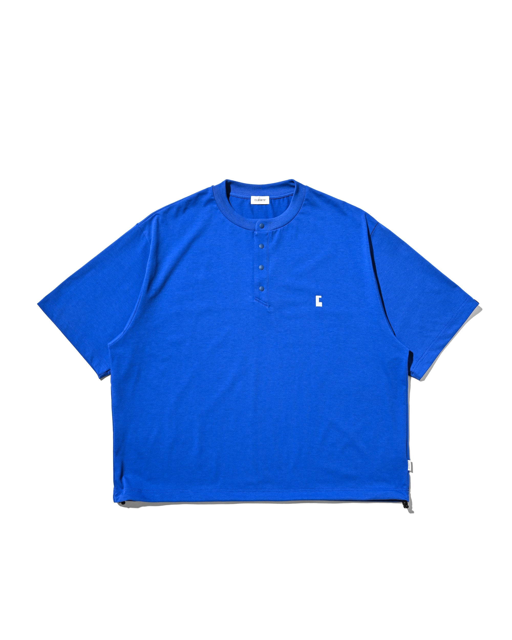 【8.26 WED 20:00- IN STOCK】“C” TECH HENLEY NECK S/S T-SHIRT WITH DRAWSTRINGS (BLUE)