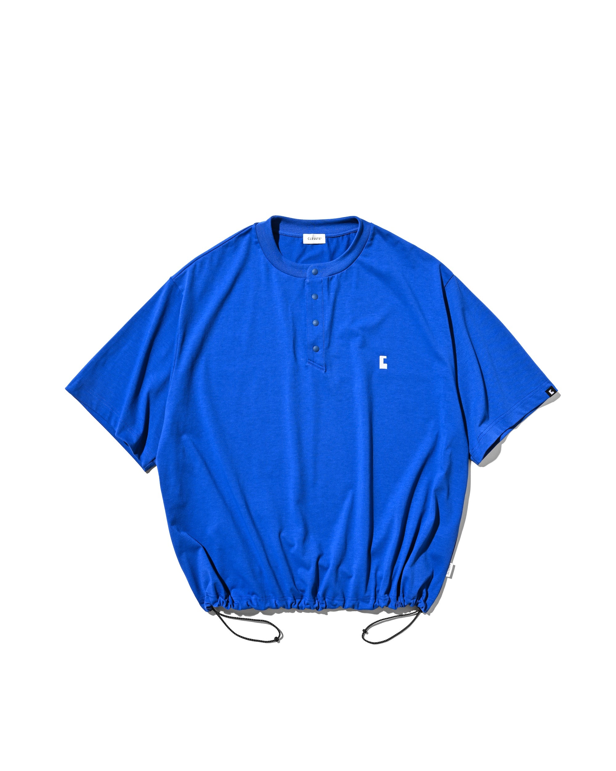 【8.26 WED 20:00- IN STOCK】“C” TECH HENLEY NECK S/S T-SHIRT WITH DRAWSTRINGS (BLUE)