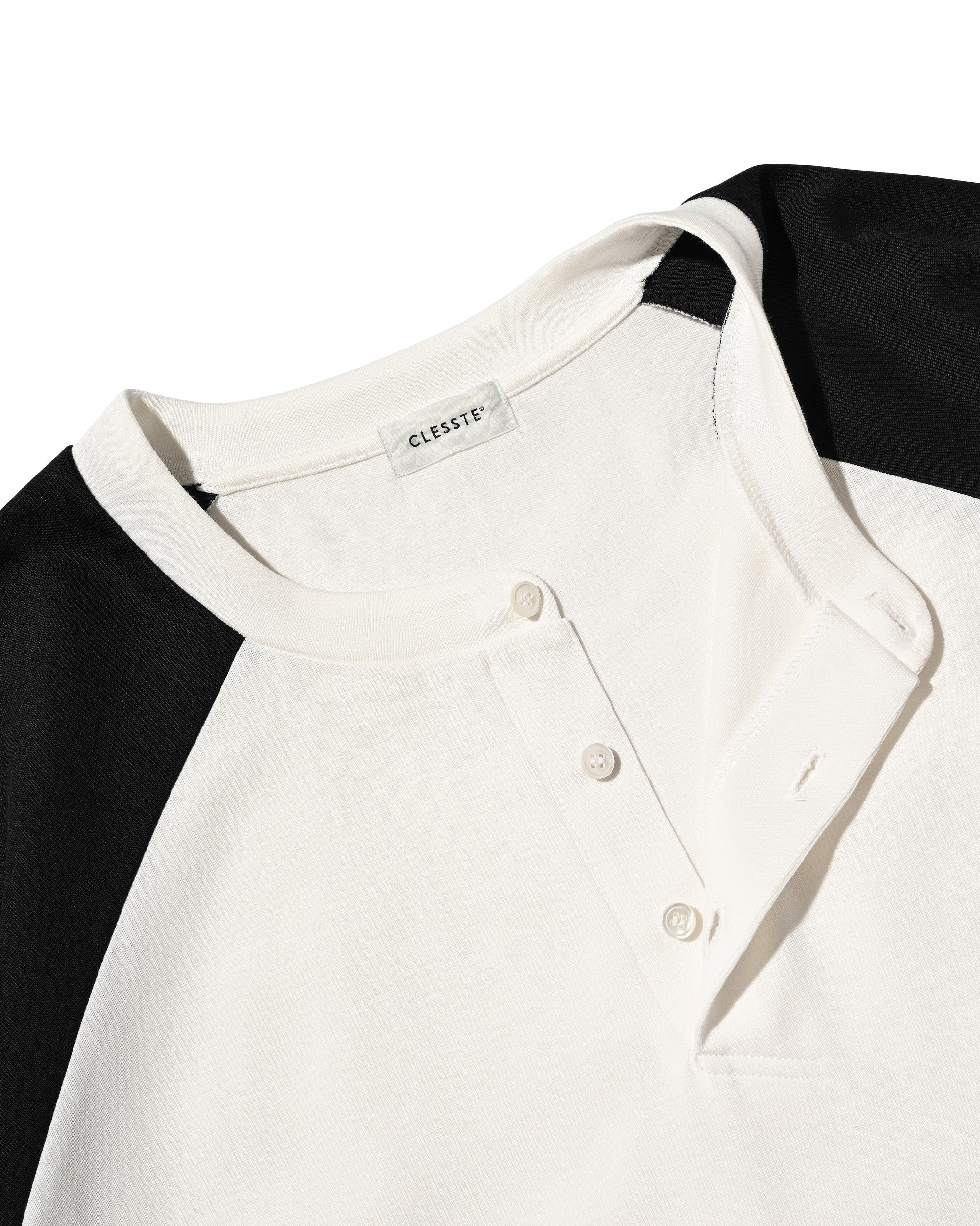 【8.19 WED 20:00- IN STOCK】RAGLAN HENLEY NECK S/S T-SHIRT WITH DRAWSTRINGS (WHITE×NAVY)